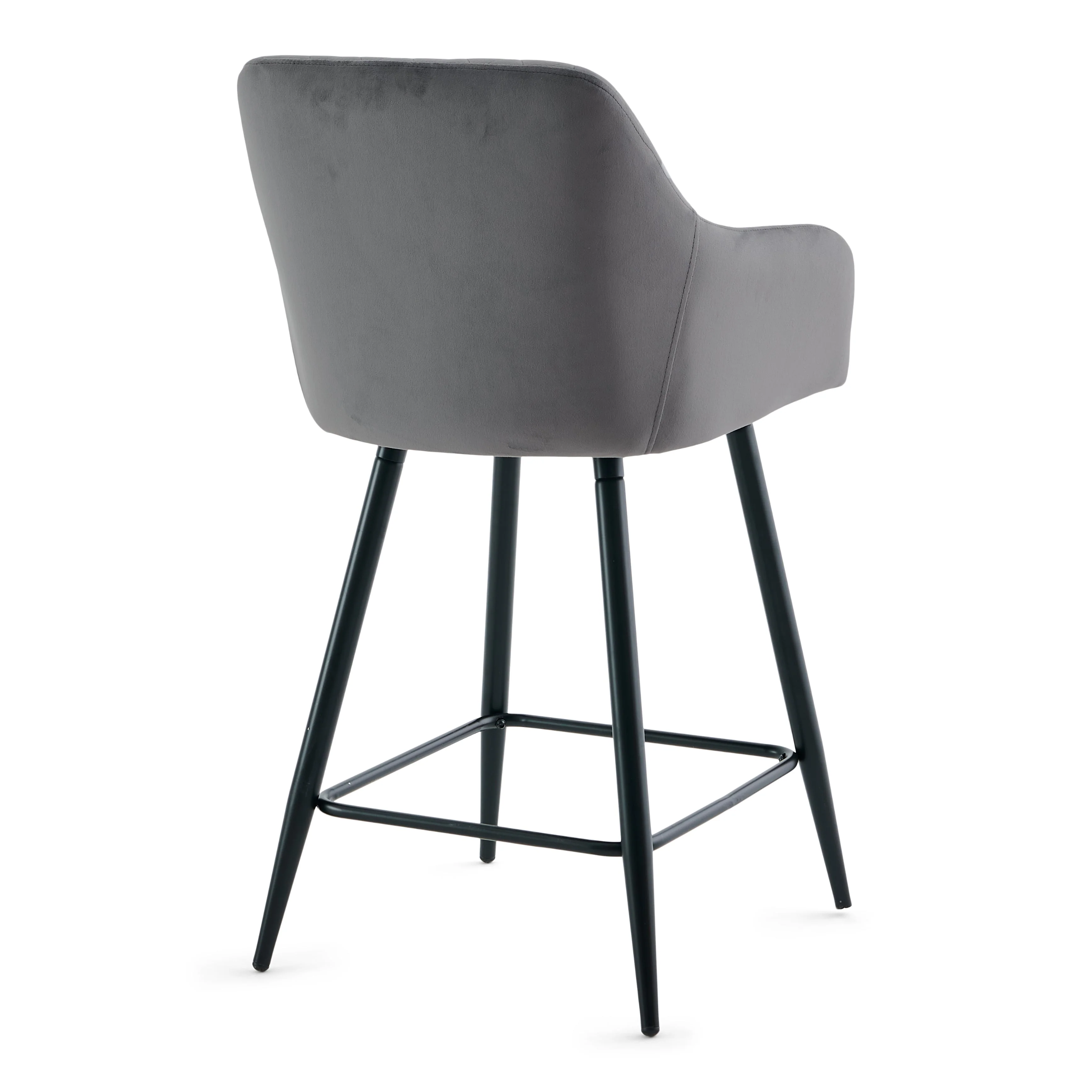 Carlo - tabouret de bar en velours gris avec accoudoirs 65 cm - Image 2