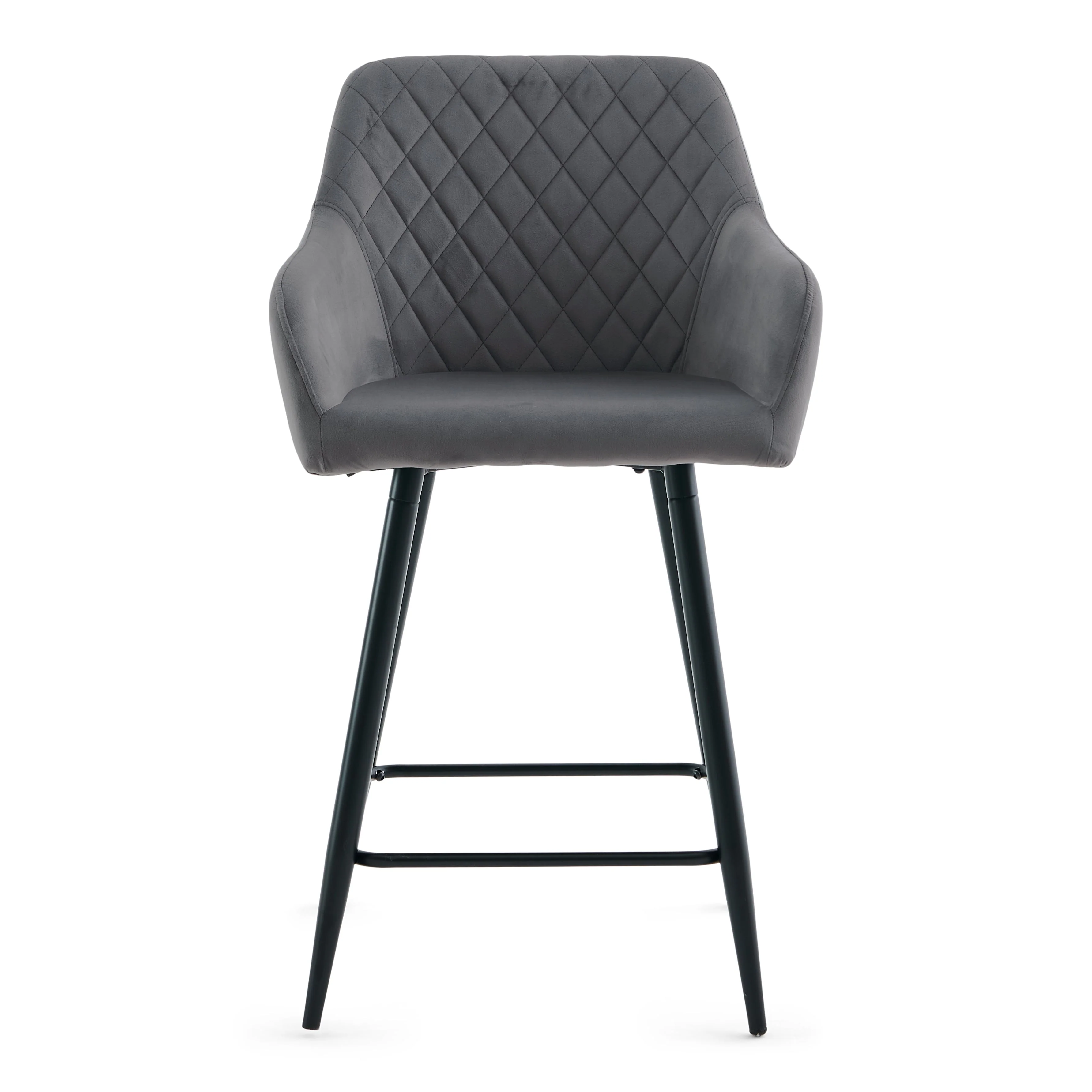 Carlo - tabouret de bar en velours gris avec accoudoirs 65 cm - Image 3