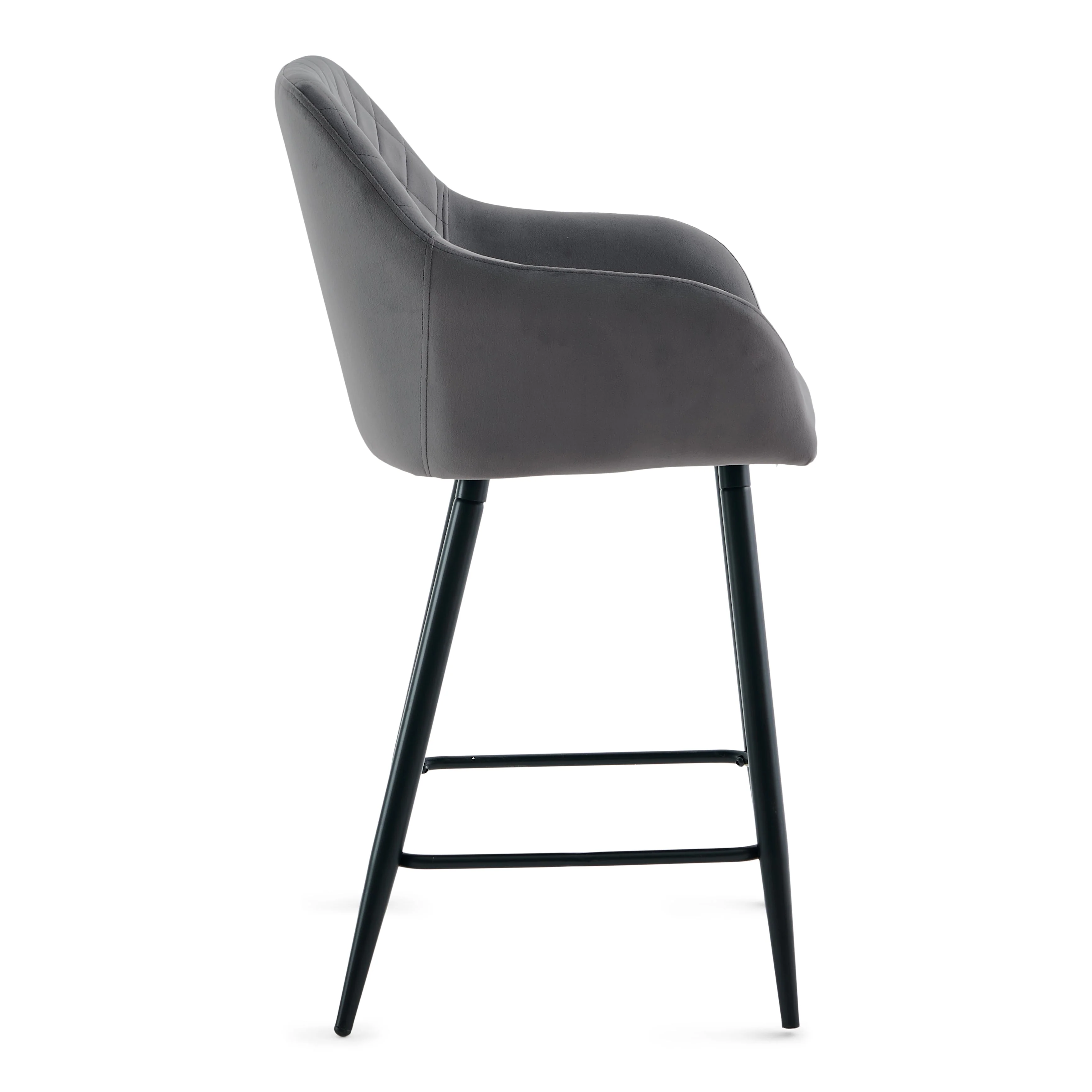 Carlo - tabouret de bar en velours gris avec accoudoirs 65 cm - Image 4