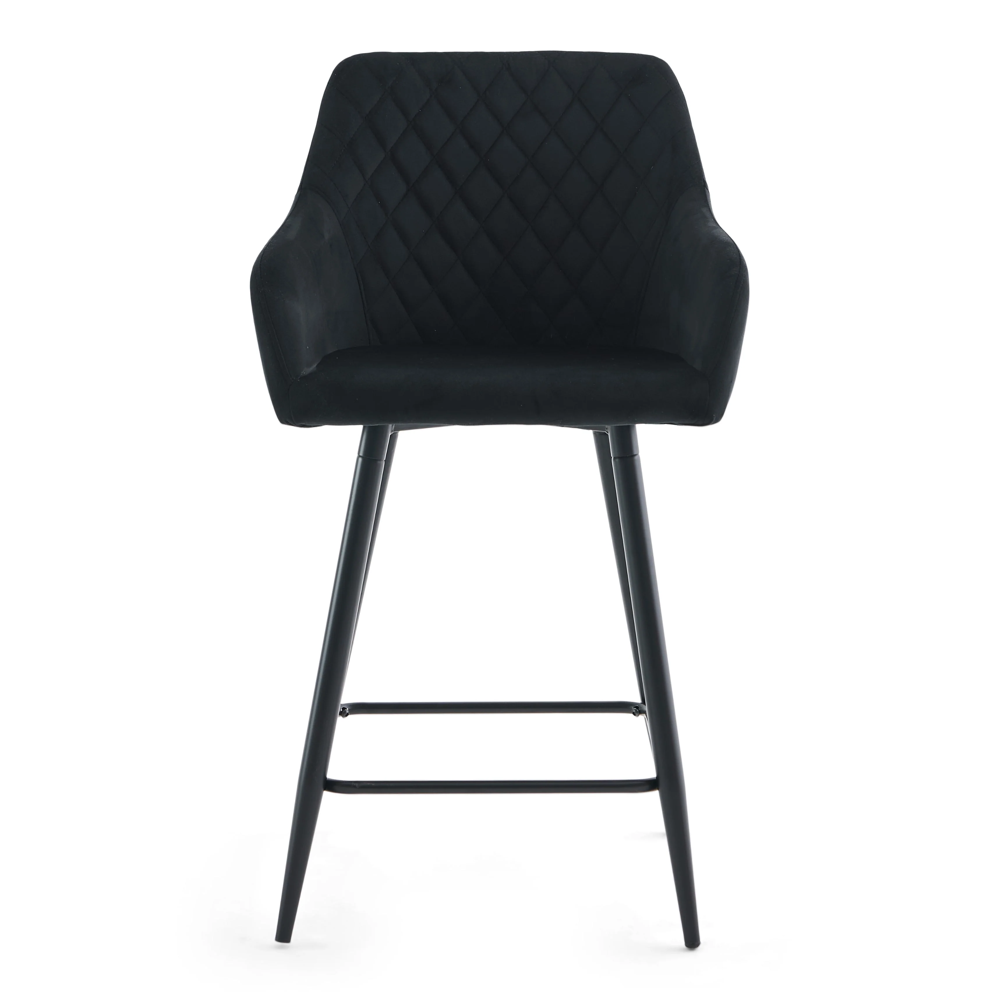 Carlo - tabouret de bar velours noir avec accoudoirs 65 cm - Image 2