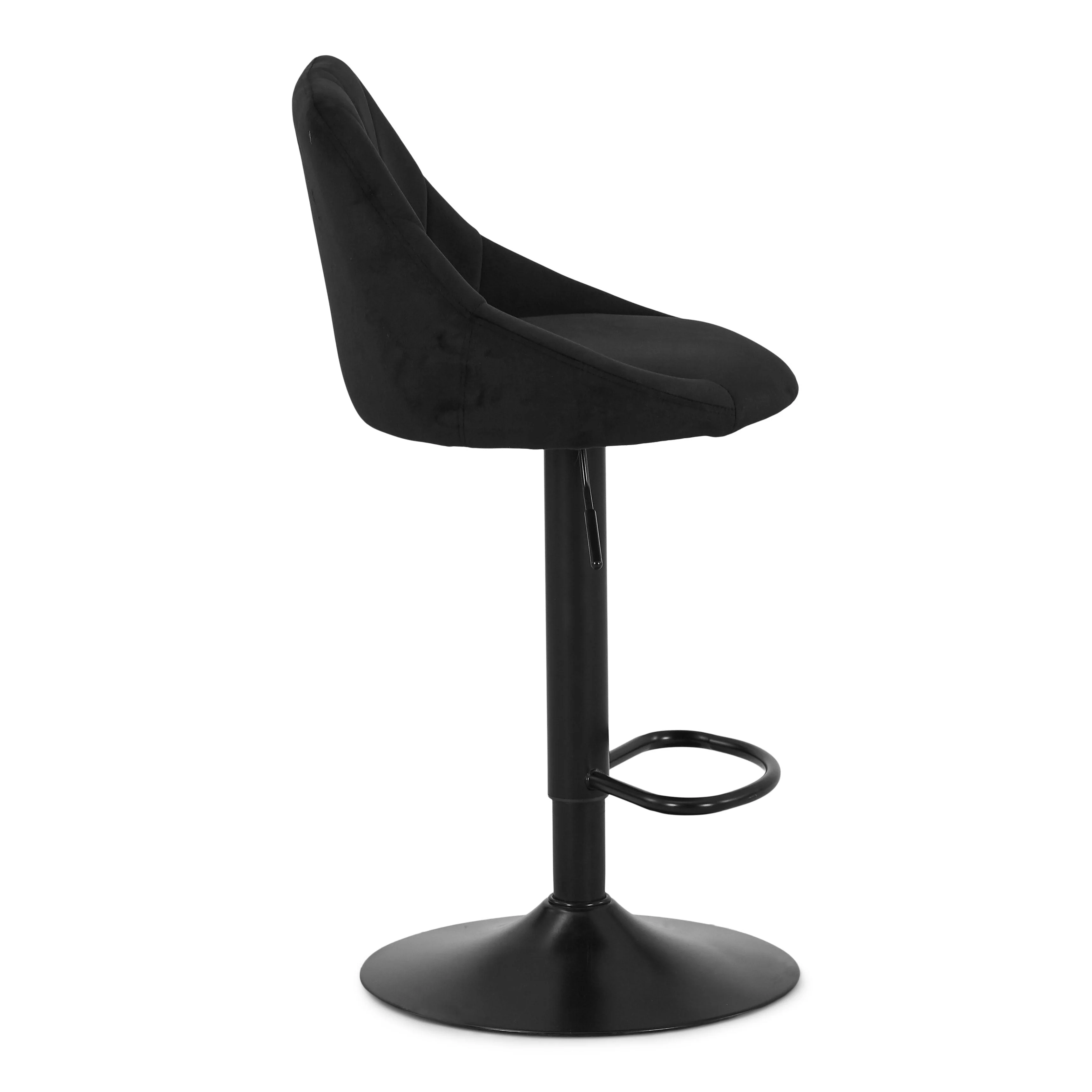 Cassie - Tabouret de bar en velours noir réglable et pivotant à 360 degrés - Image 2