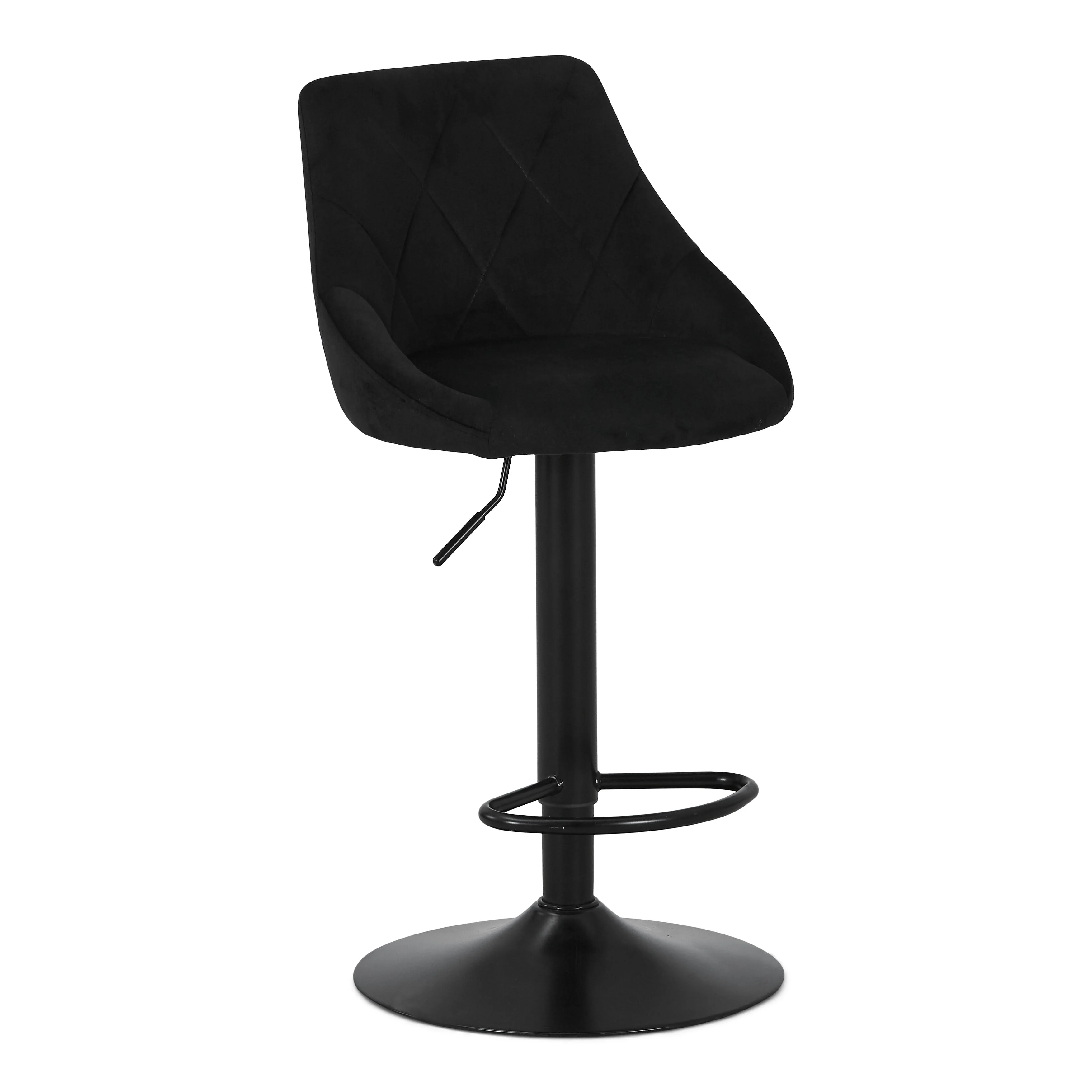 Cassie - Tabouret de bar en velours noir réglable et pivotant à 360 degrés - Image 3