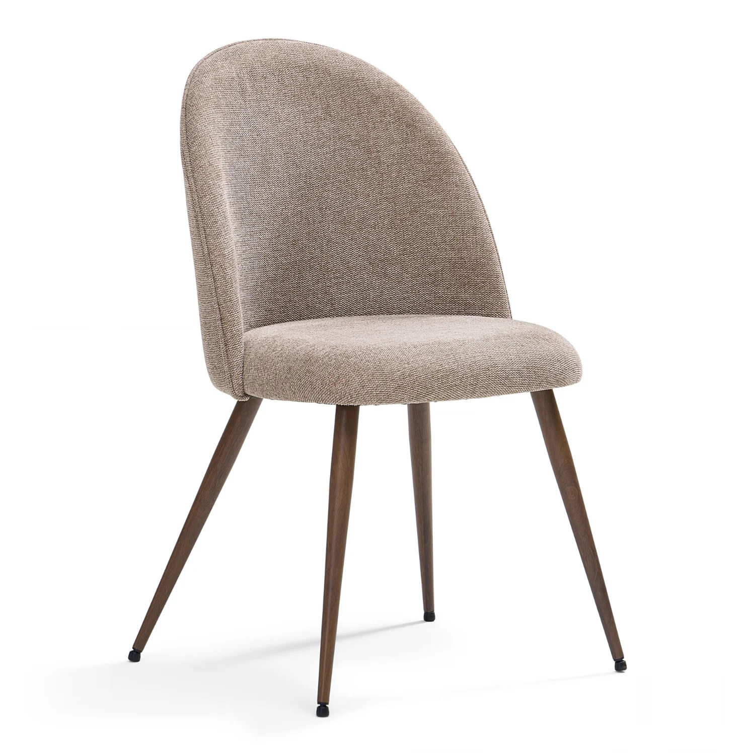 Annika Chaise de salle à manger - textile sable et aspect chêne fumé