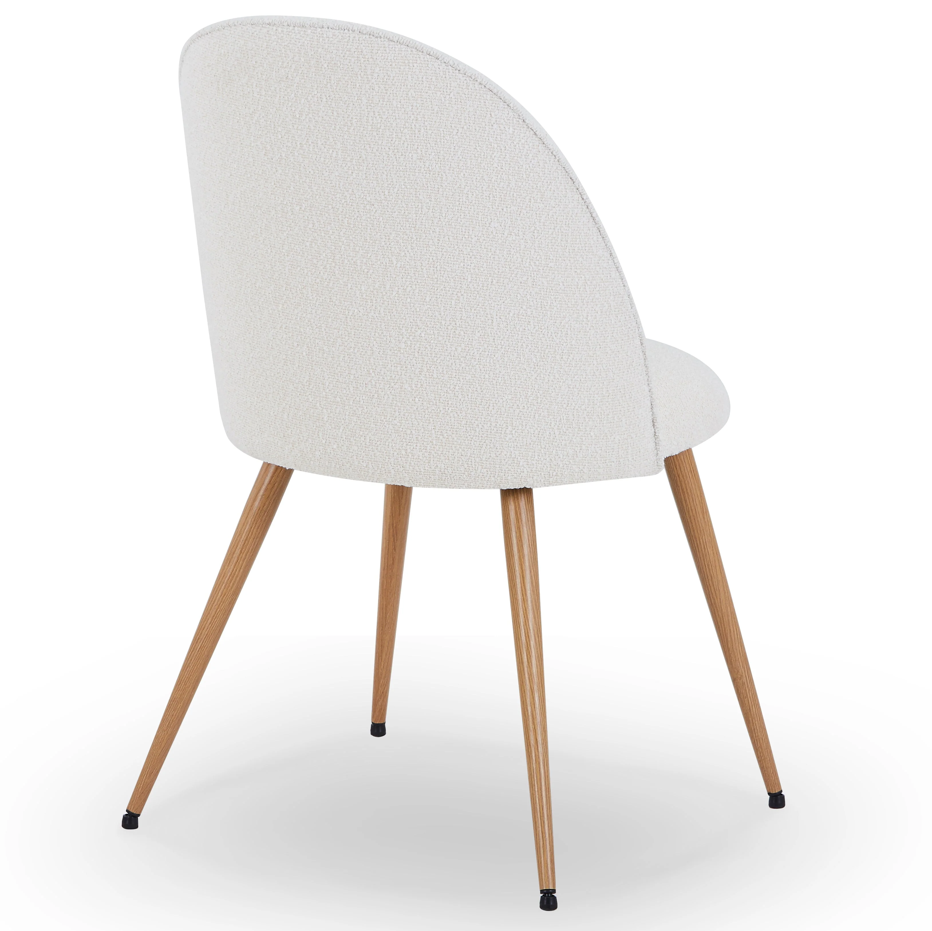 Annika Chaise de salle à manger – Tissu bouclé blanc avec pieds en chêne - Image 4