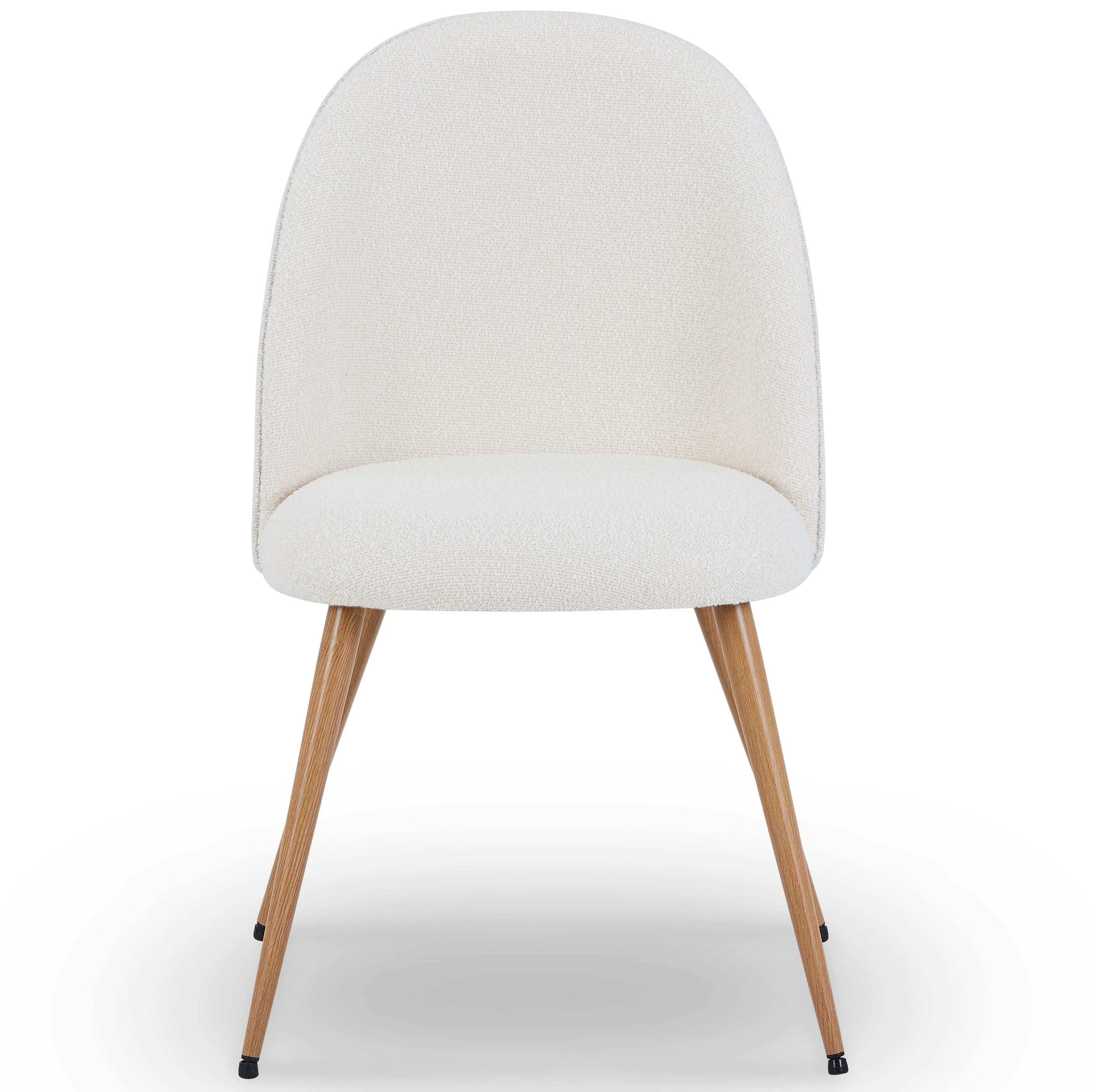 Annika Chaise de salle à manger – Tissu bouclé blanc avec pieds en chêne - Image 5