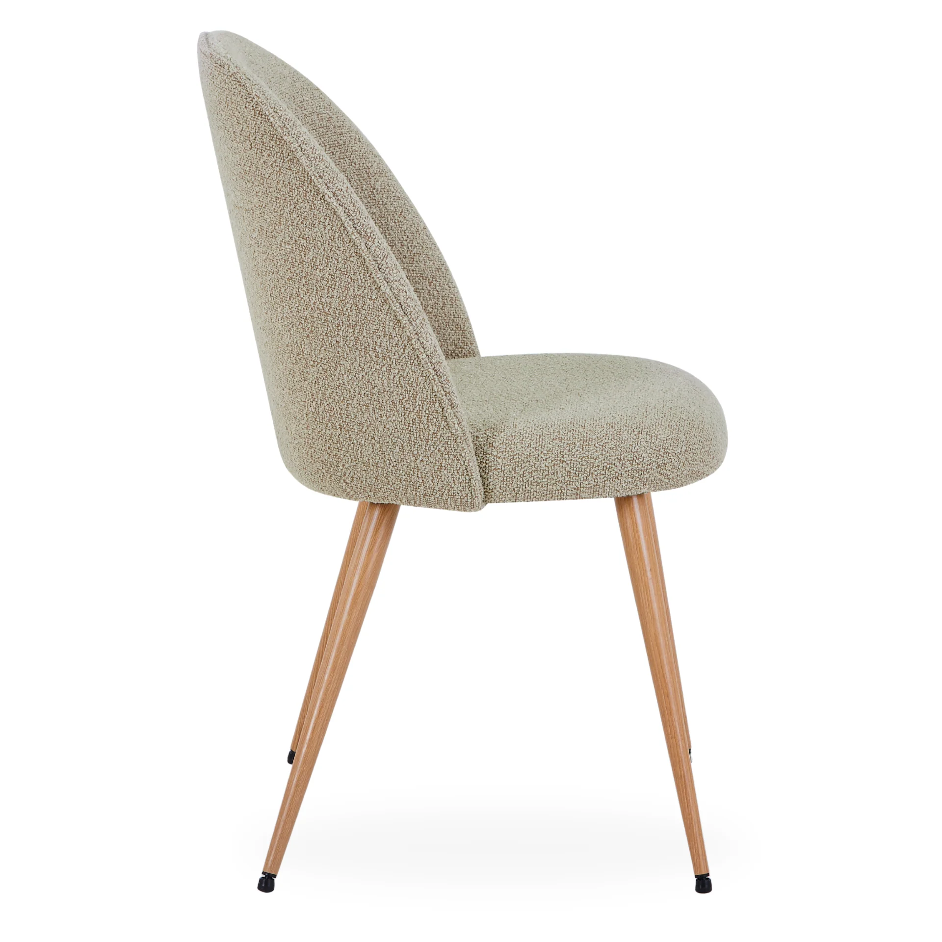 Annika Chaise de salle à manger – Tissu bouclé beige avec pieds aspect chêne - Image 3