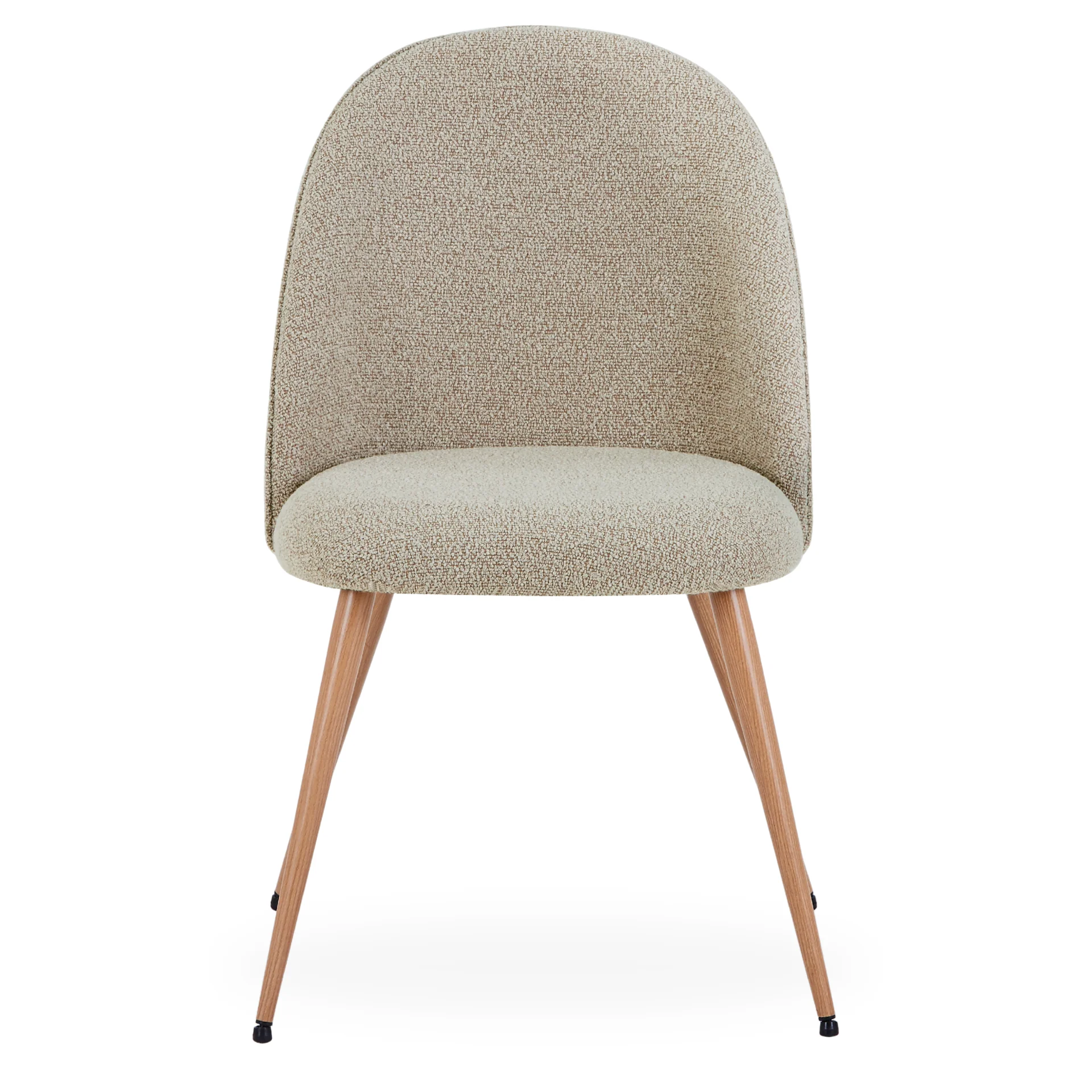 Annika Chaise de salle à manger – Tissu bouclé beige avec pieds aspect chêne - Image 5