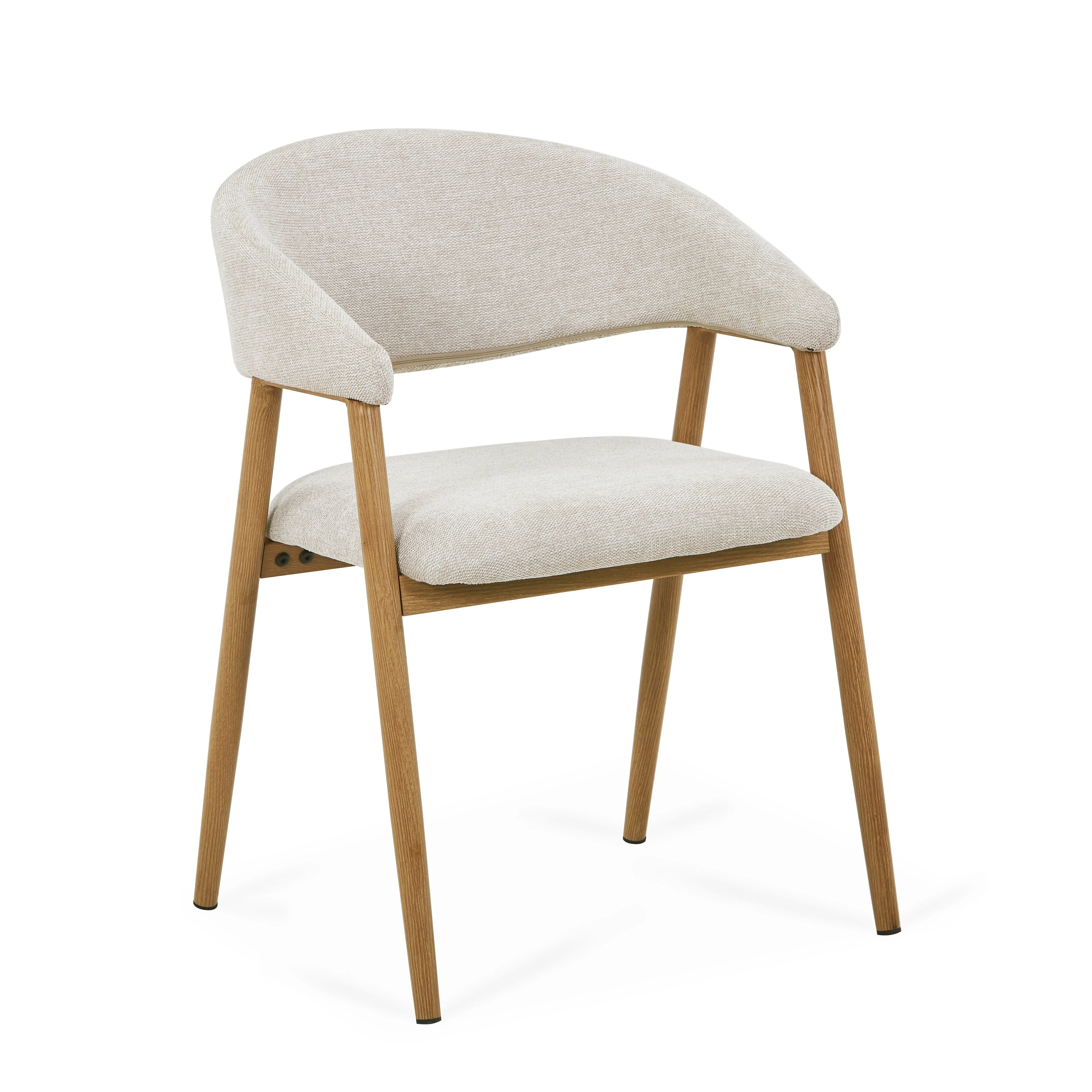 Chaise de salle à manger Ebba - Textile beige avec pieds en aspect chêne