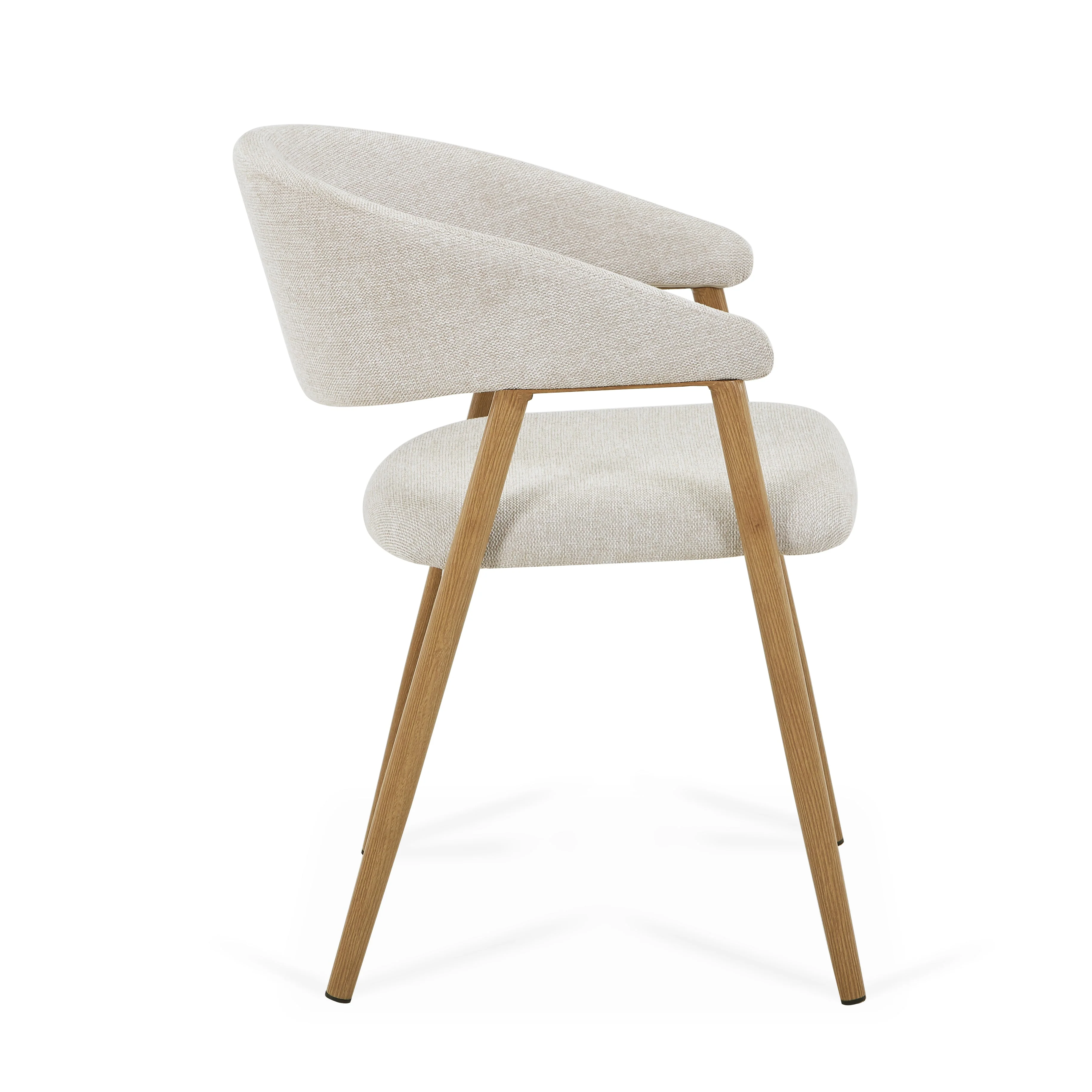 Chaise de salle à manger Ebba - Textile beige avec pieds en aspect chêne - Image 2
