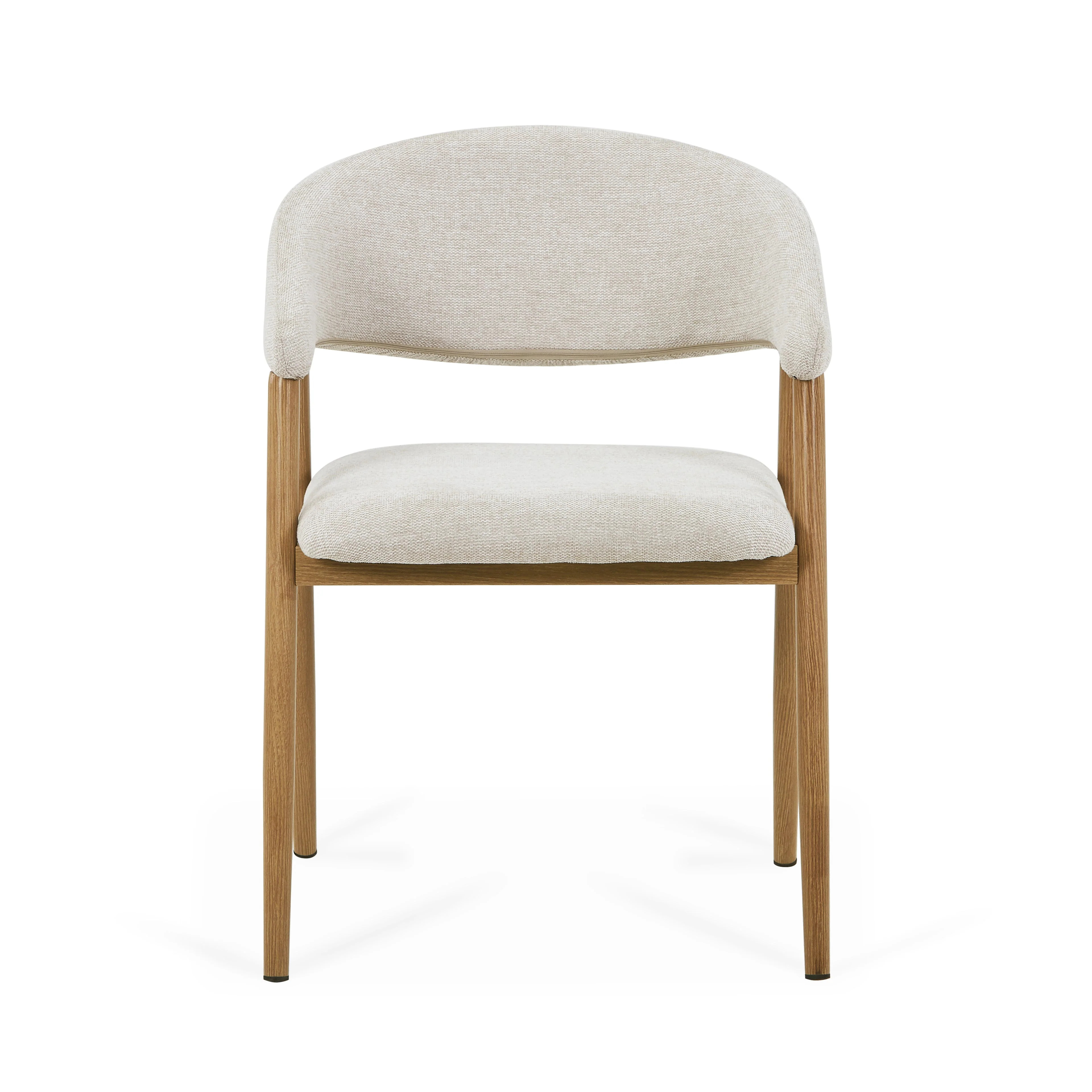 Chaise de salle à manger Ebba - Textile beige avec pieds en aspect chêne - Image 3