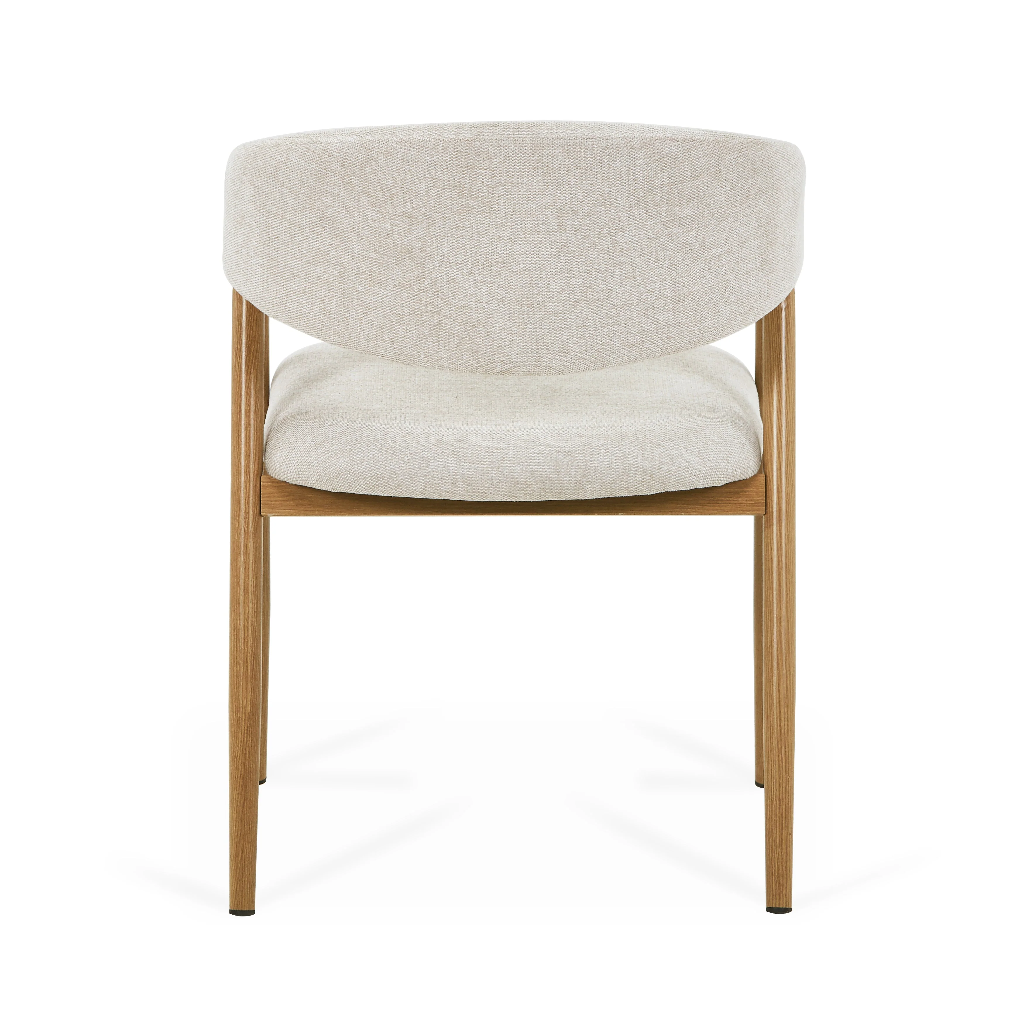 Chaise de salle à manger Ebba - Textile beige avec pieds en aspect chêne - Image 4