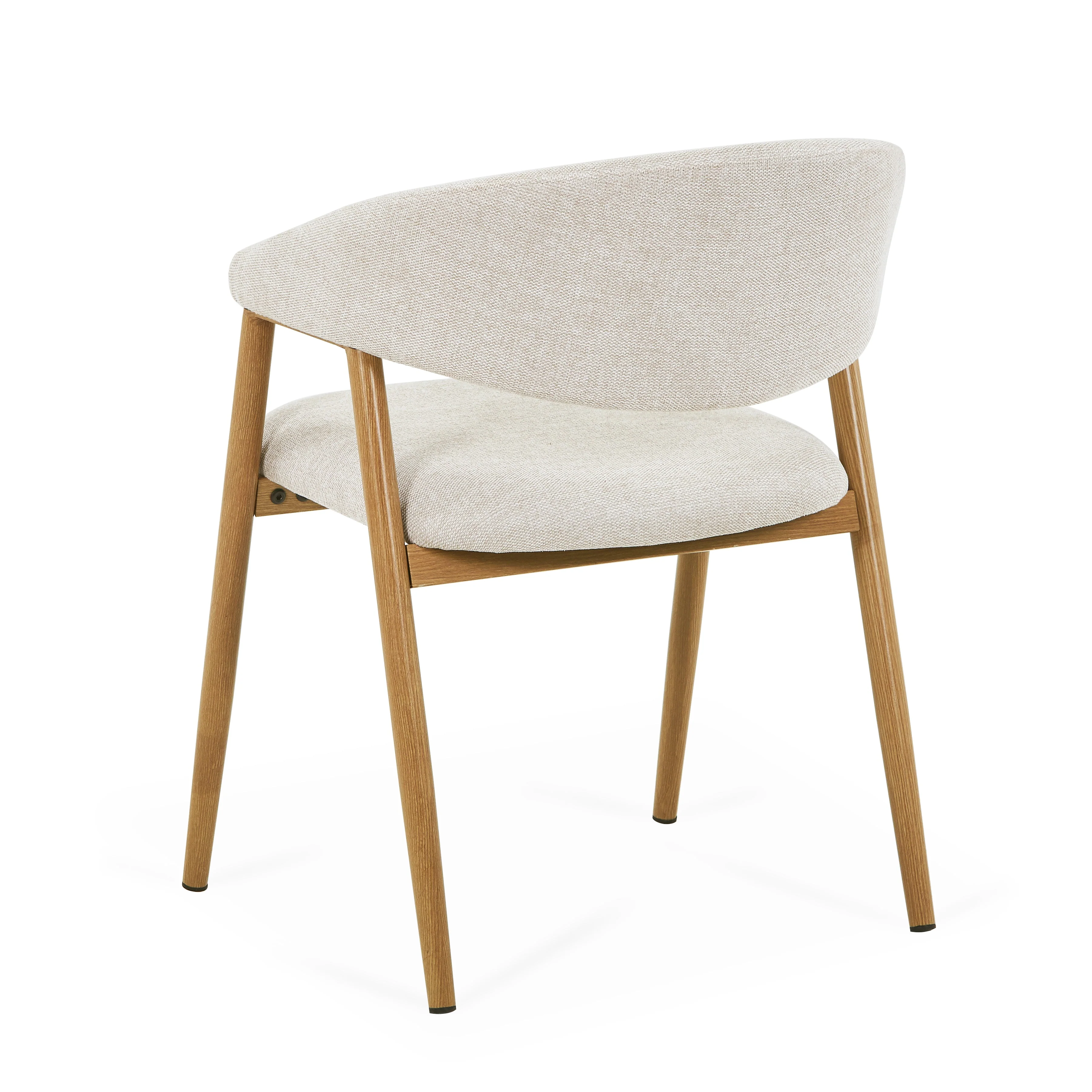 Chaise de salle à manger Ebba - Textile beige avec pieds en aspect chêne - Image 5