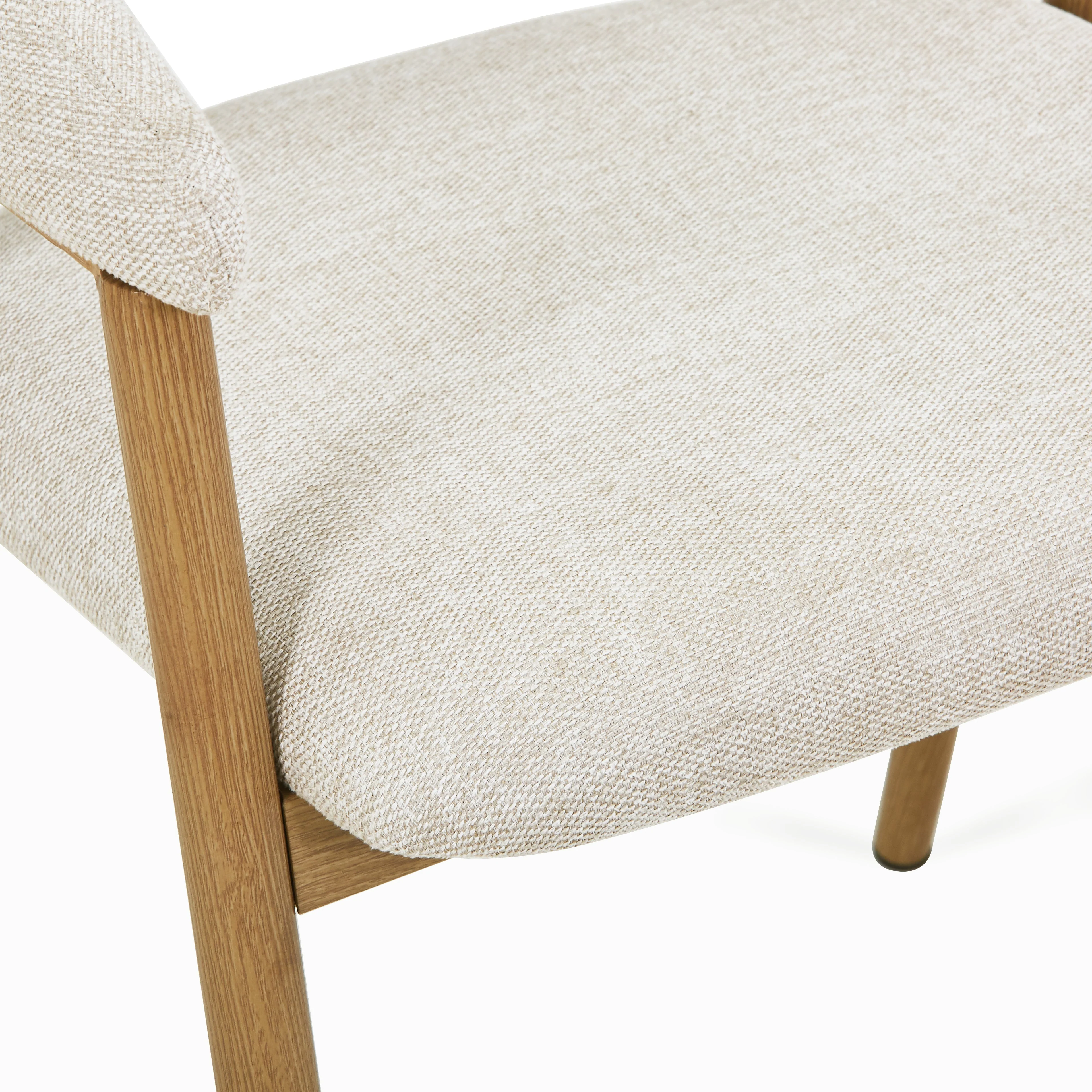 Chaise de salle à manger Ebba - Textile beige avec pieds en aspect chêne - Image 6
