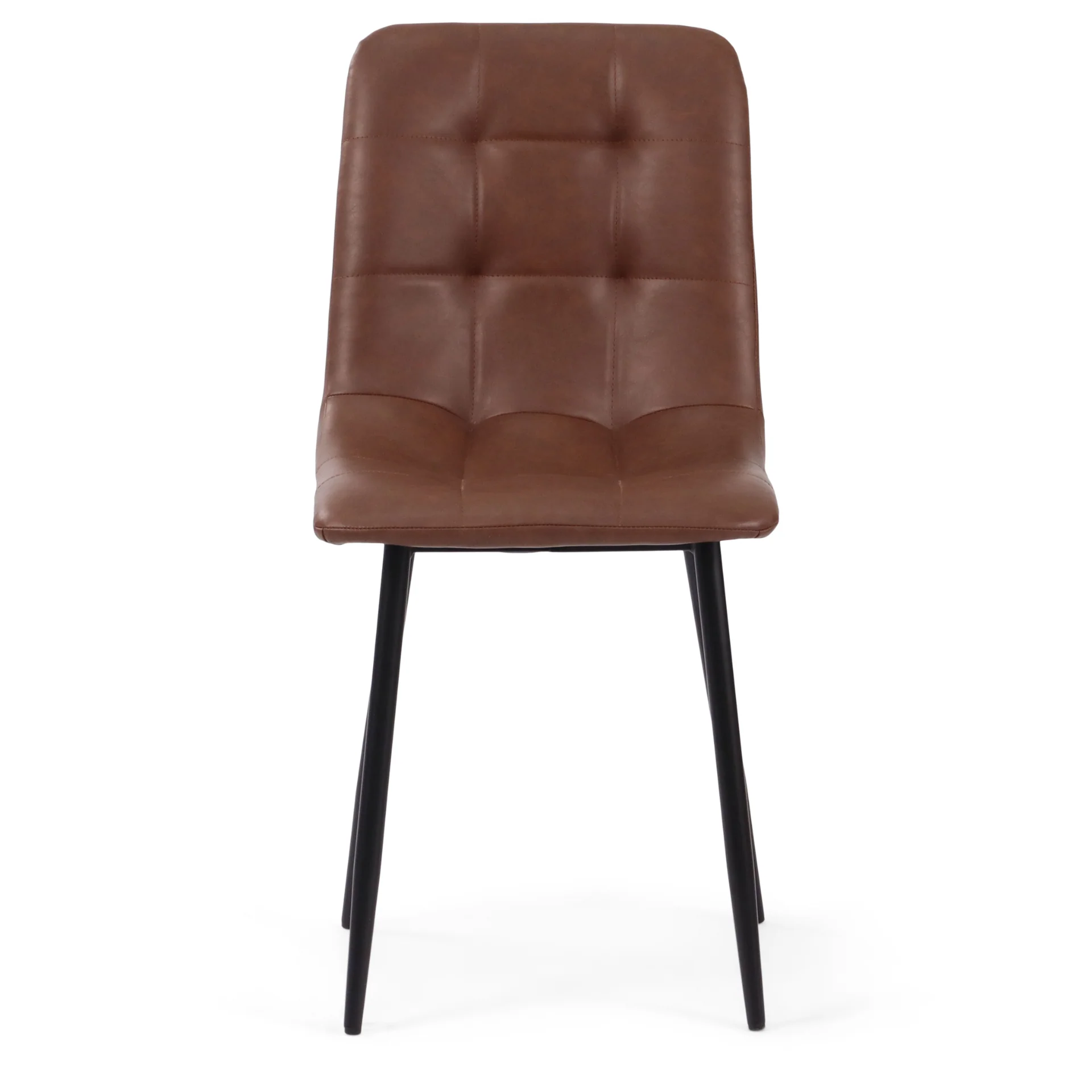 Jessi Chaise de salle à manger - Cuir synthétique brun avec pieds en métal noir - Image 7