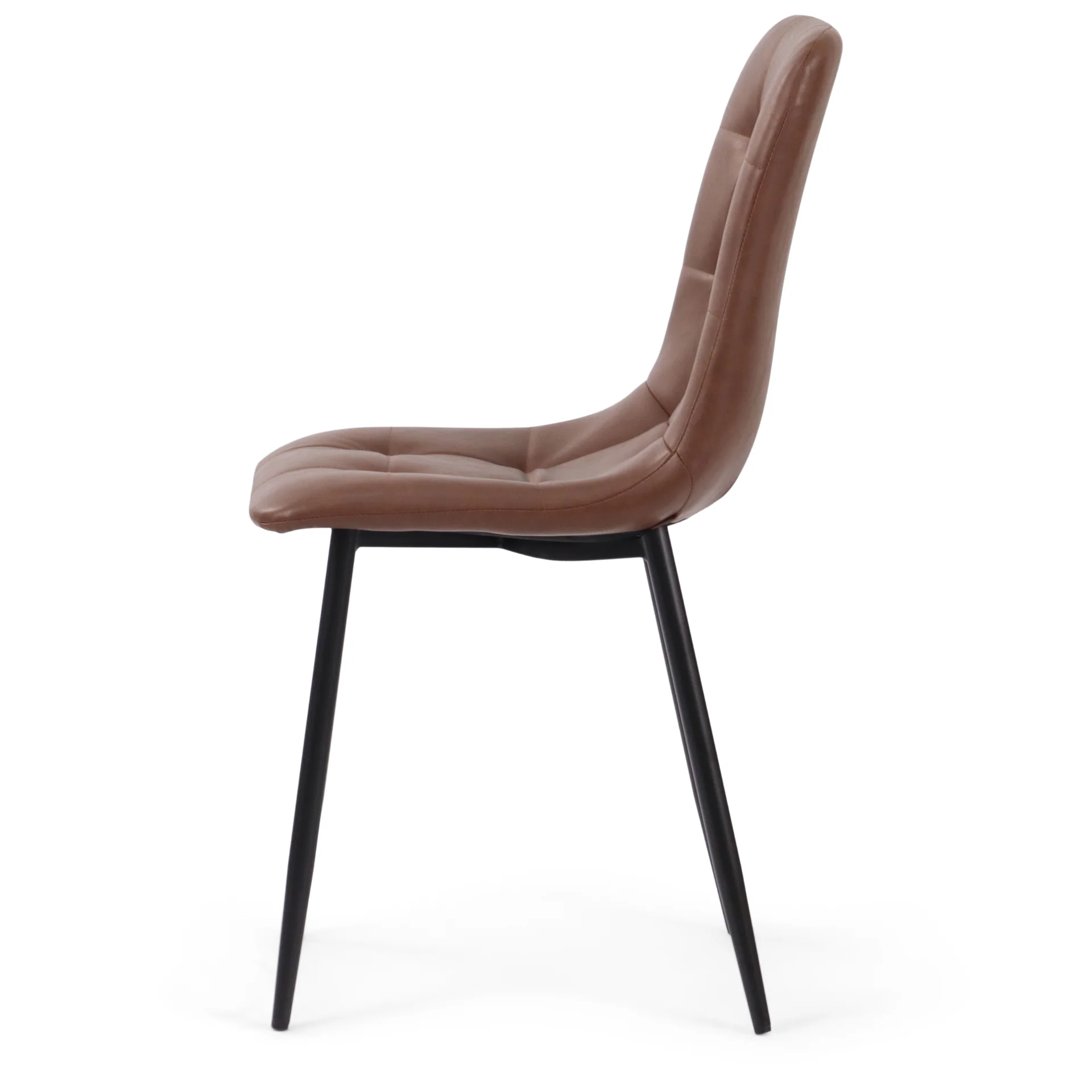 Jessi Chaise de salle à manger - Cuir synthétique brun avec pieds en métal noir - Image 8