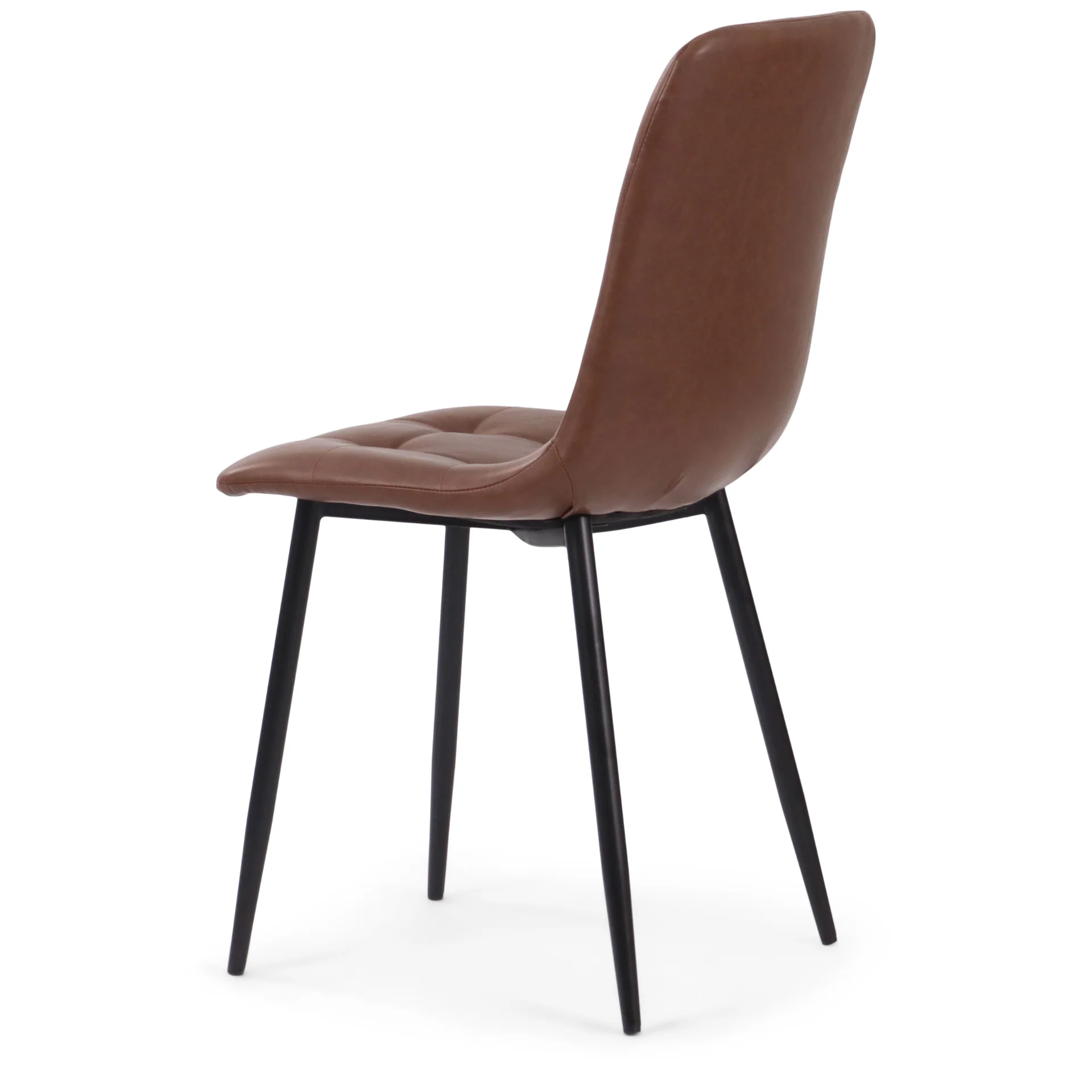 Jessi Chaise de salle à manger - Cuir synthétique brun avec pieds en métal noir - Image 9