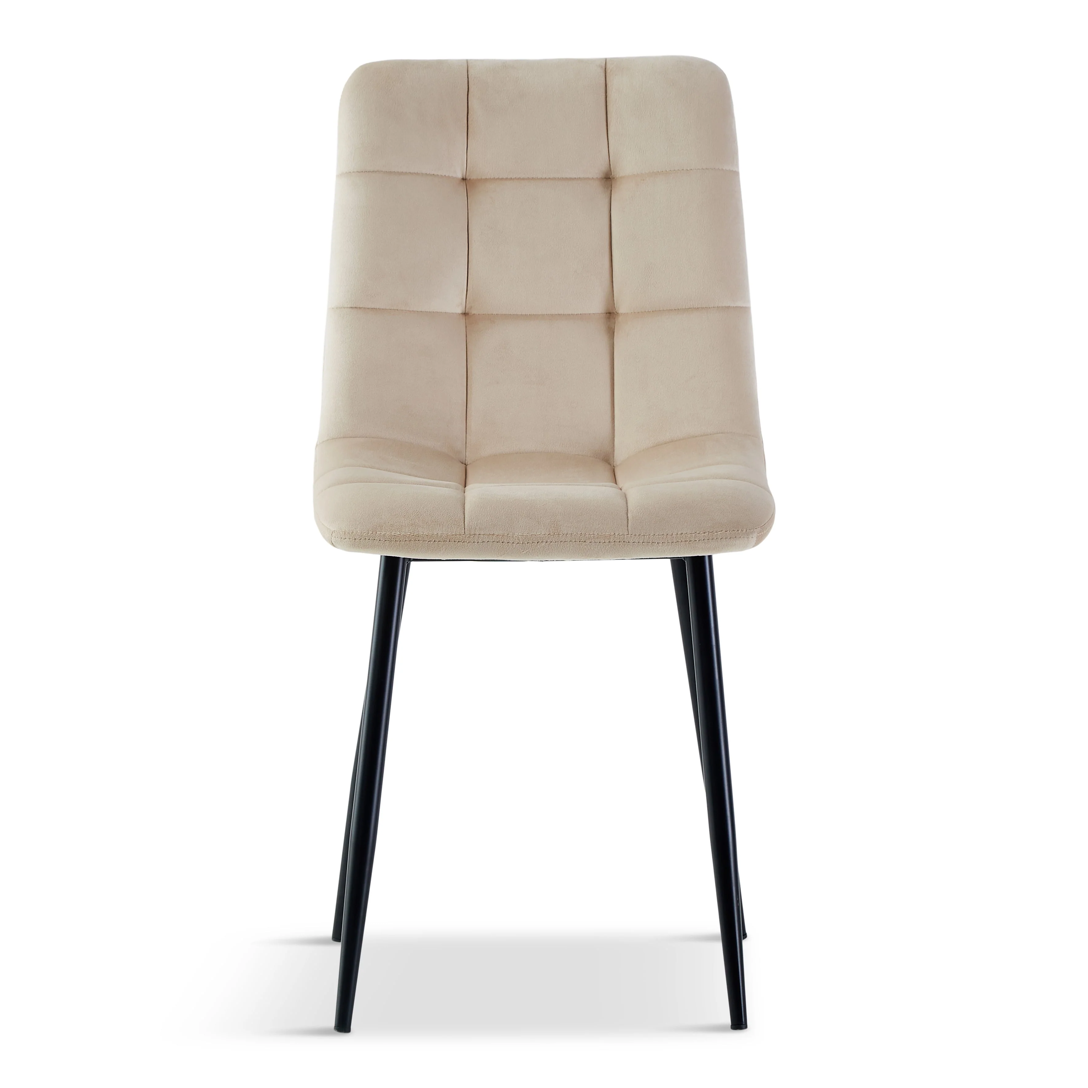 Jessi Chaise de salle à manger - velours beige avec pieds en métal noir - Image 3