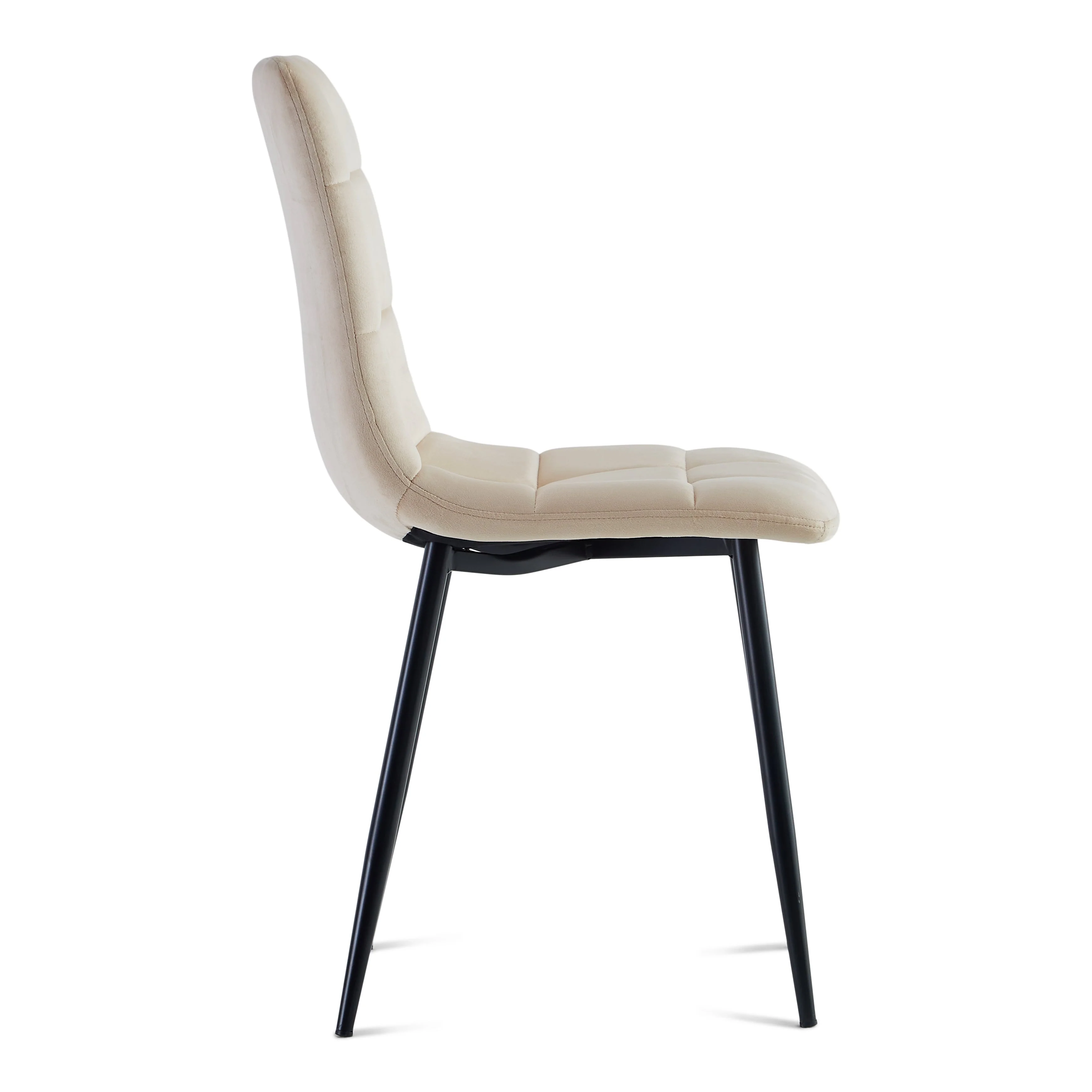 Jessi Chaise de salle à manger - velours beige avec pieds en métal noir - Image 4