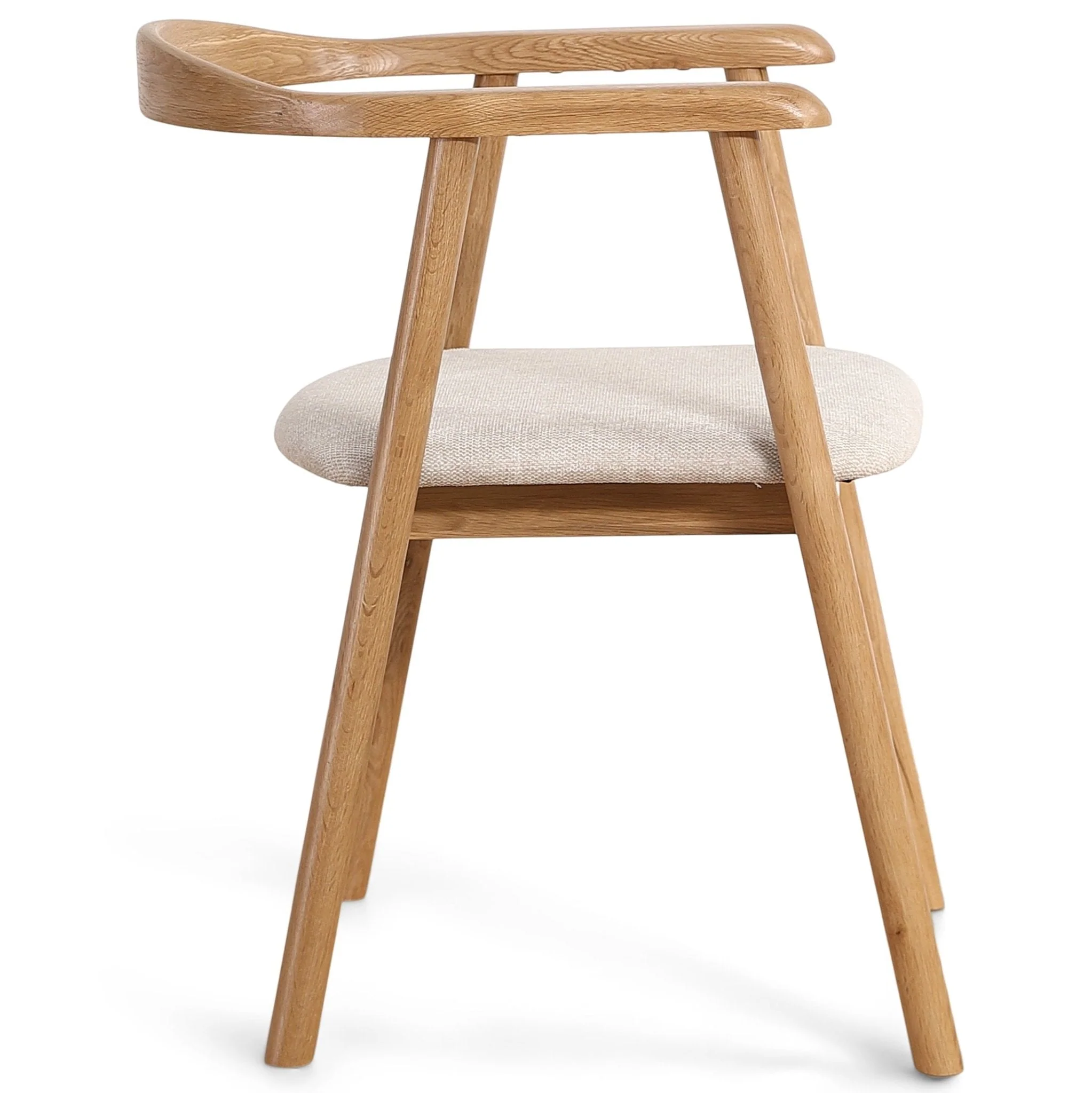 Jocelyn - Chaise de salle à manger en chêne avec assise en tissu beige - Image 3