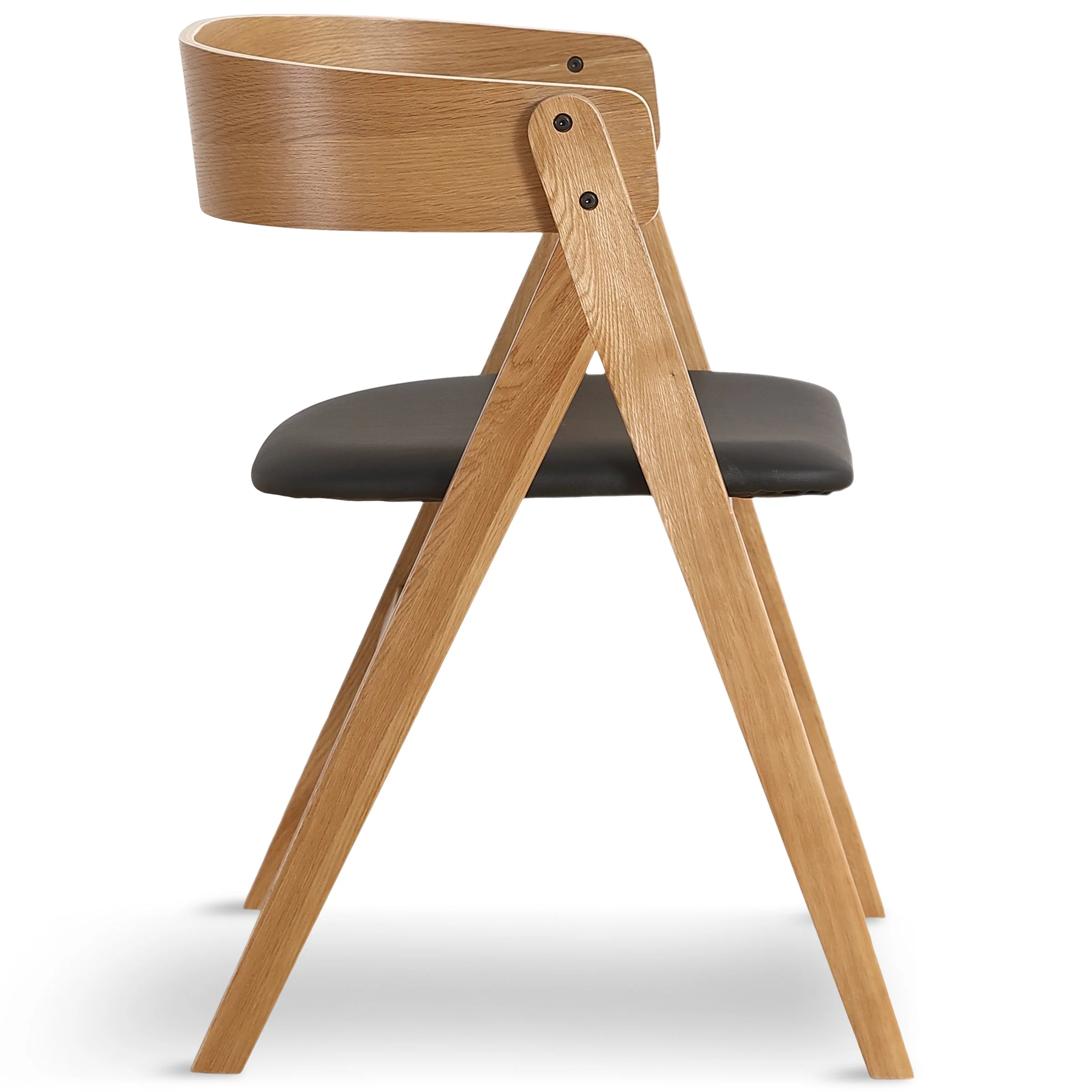 Chaise en bois Samantha en chêne avec assise en PU noire - Image 3