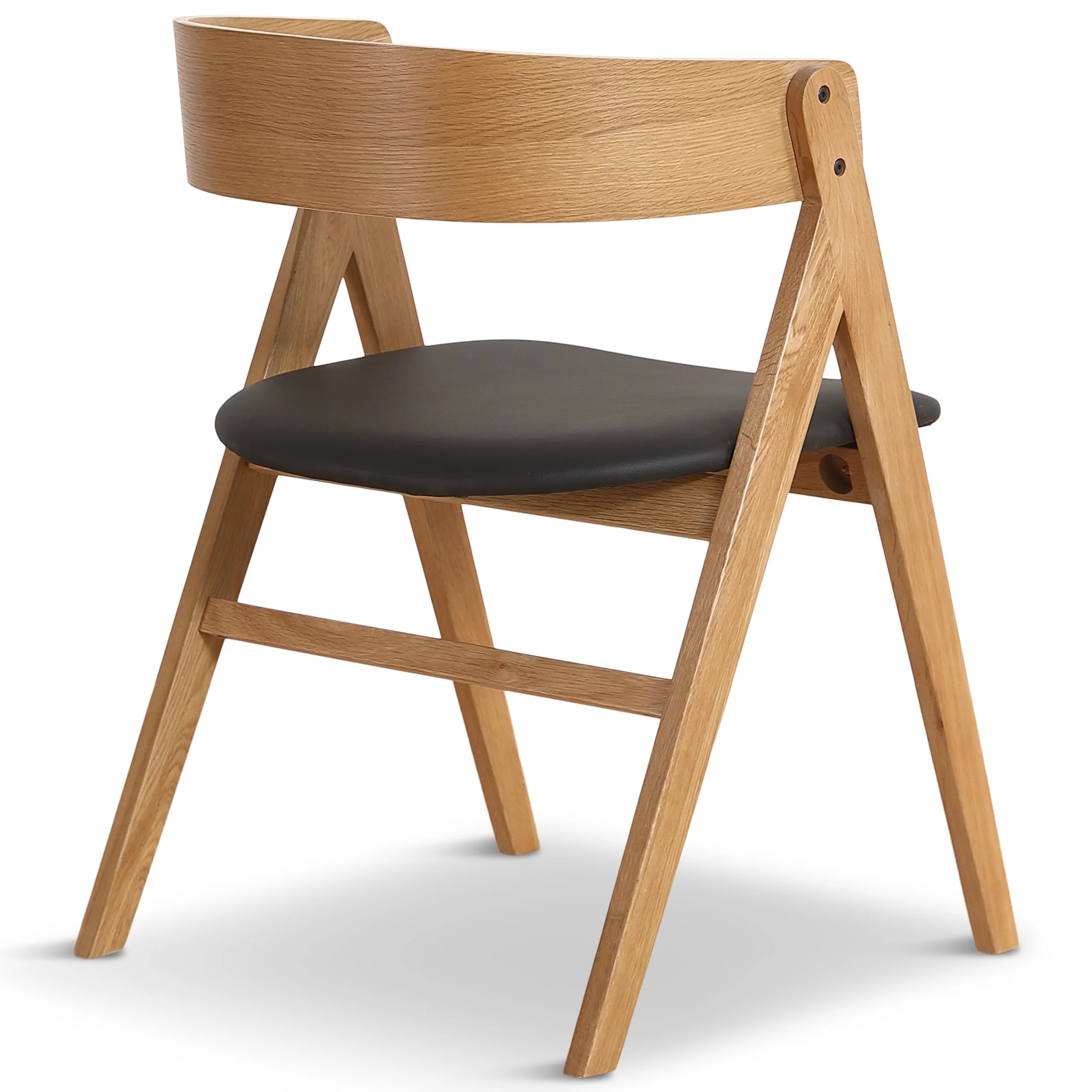 Chaise en bois Samantha en chêne avec assise en PU noire - Image 4