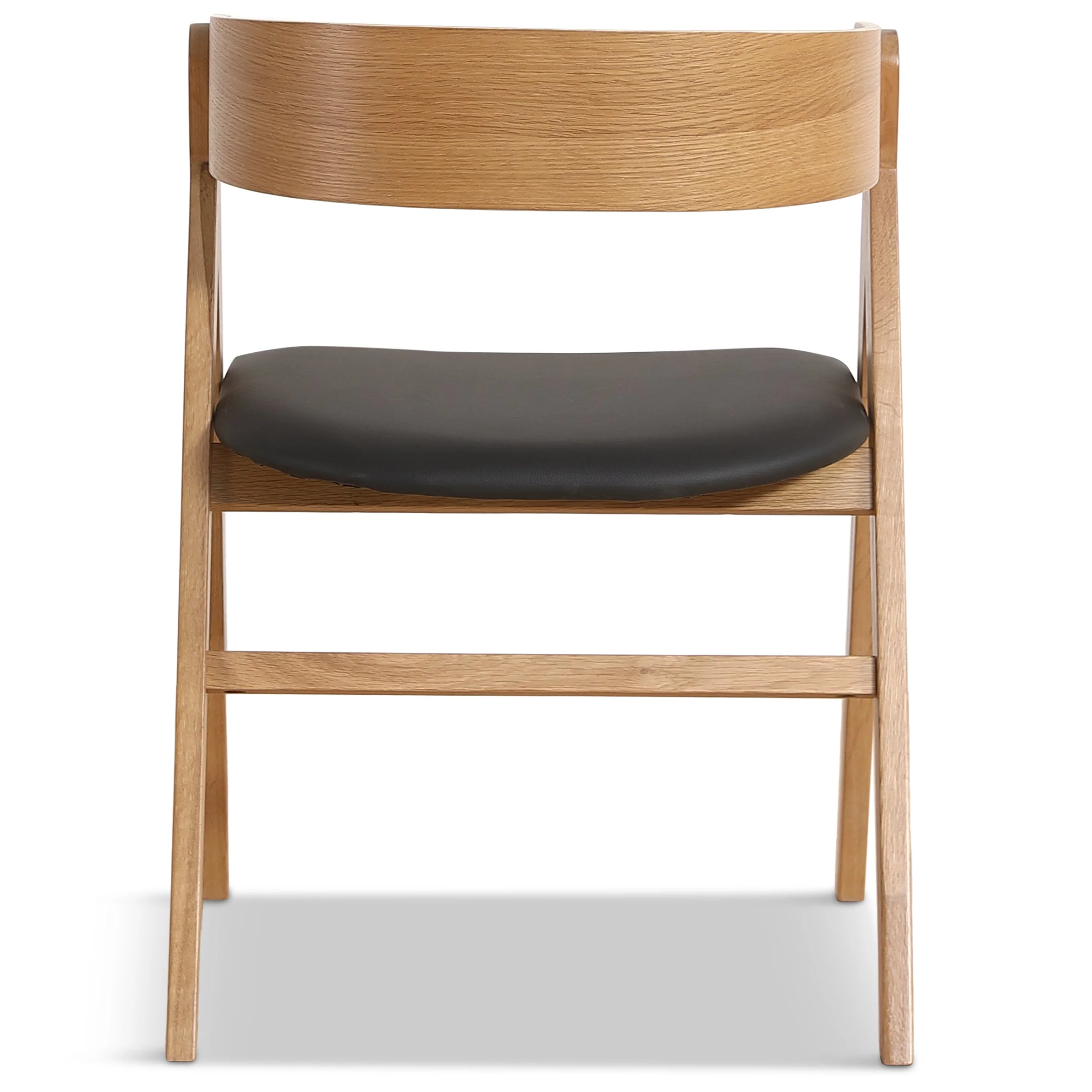 Chaise en bois Samantha en chêne avec assise en PU noire - Image 5