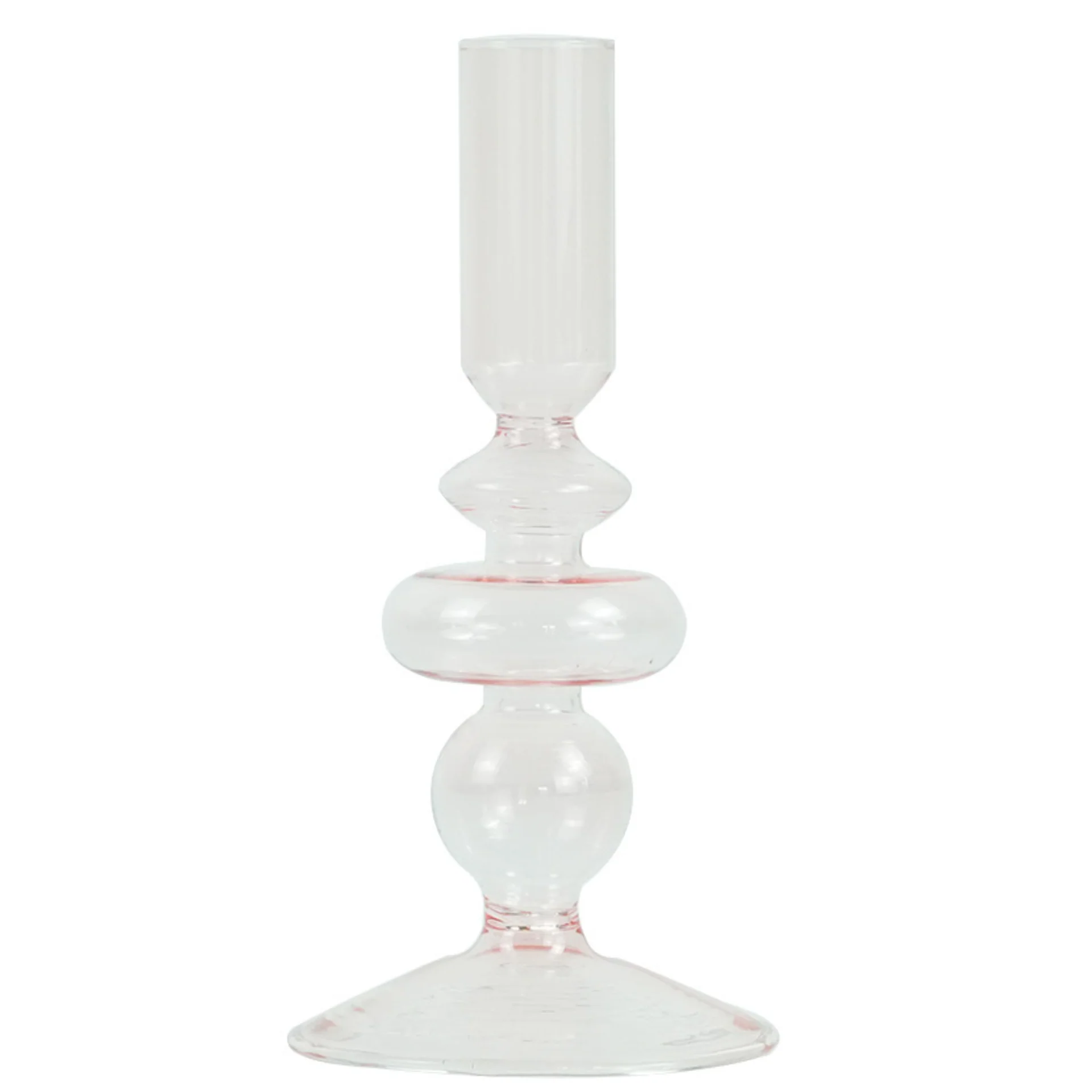 Chicka bougeoir en verre rose 21 cm