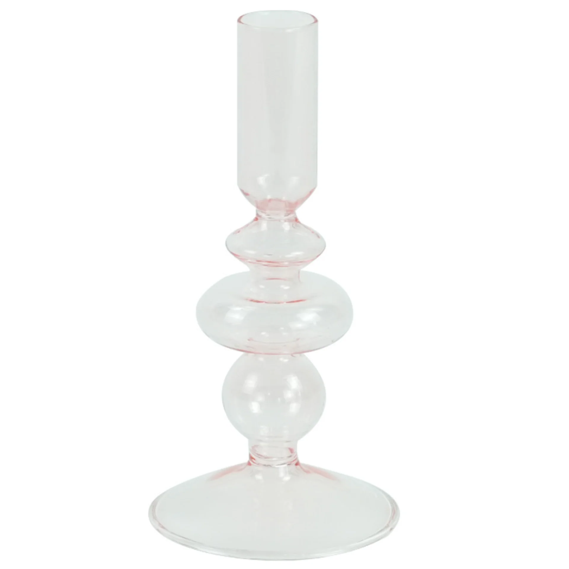 Chicka bougeoir en verre rose 21 cm - Image 2