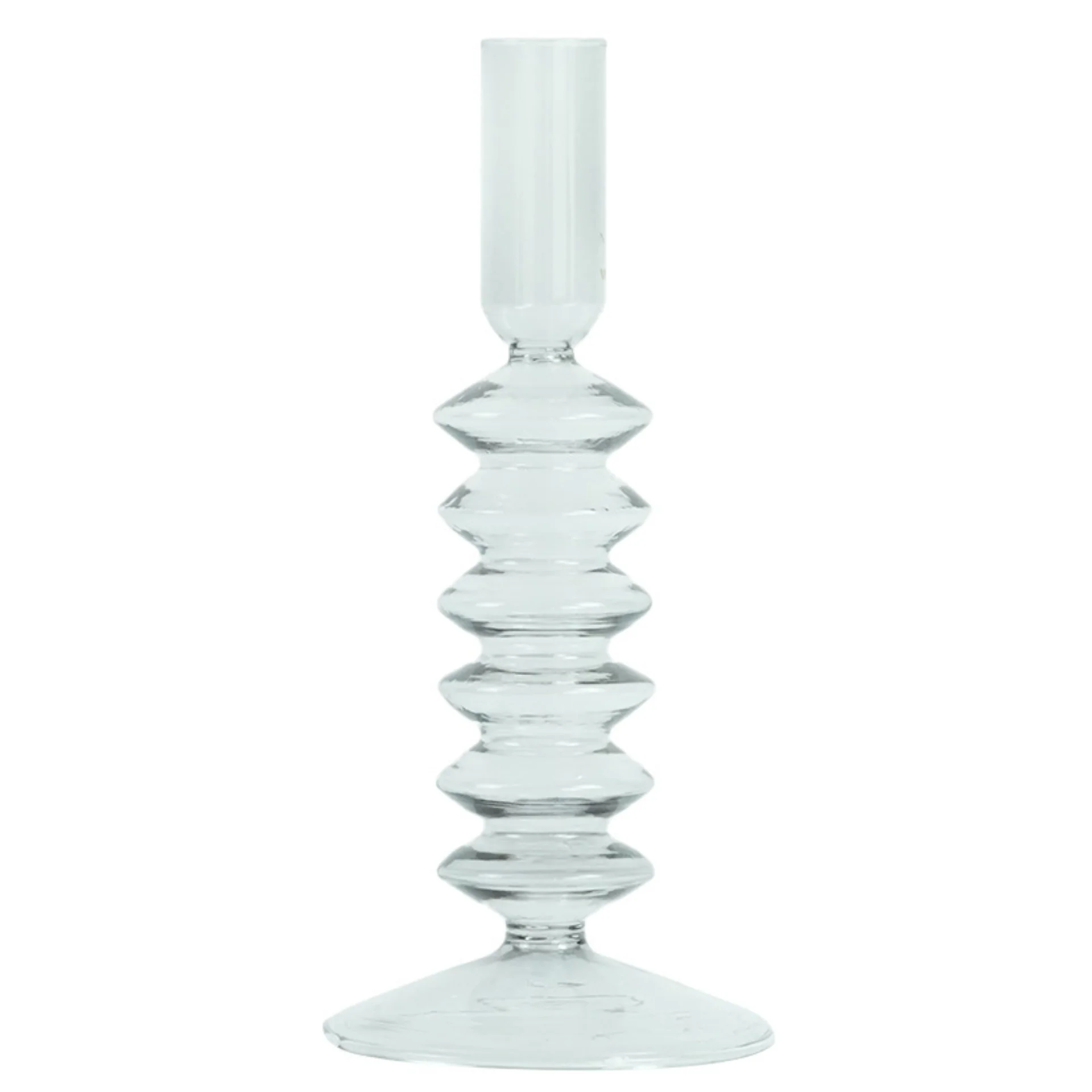 Chili porte-bougie en verre gris 21 cm