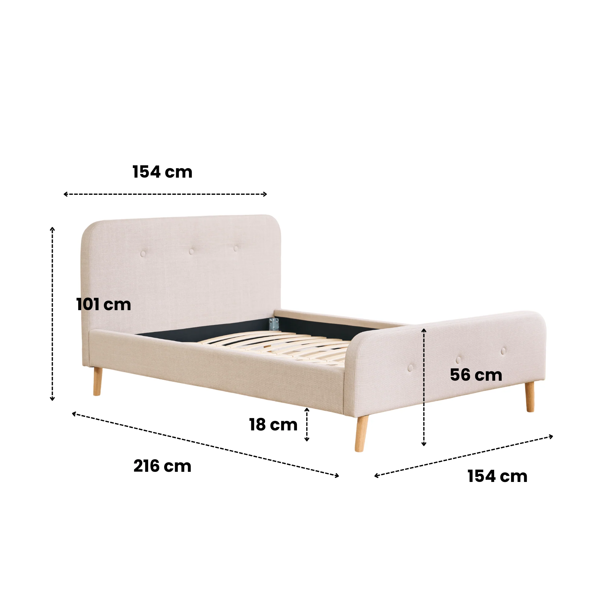 Cadre de lit Christian en beige 140x200 cm - Image 7