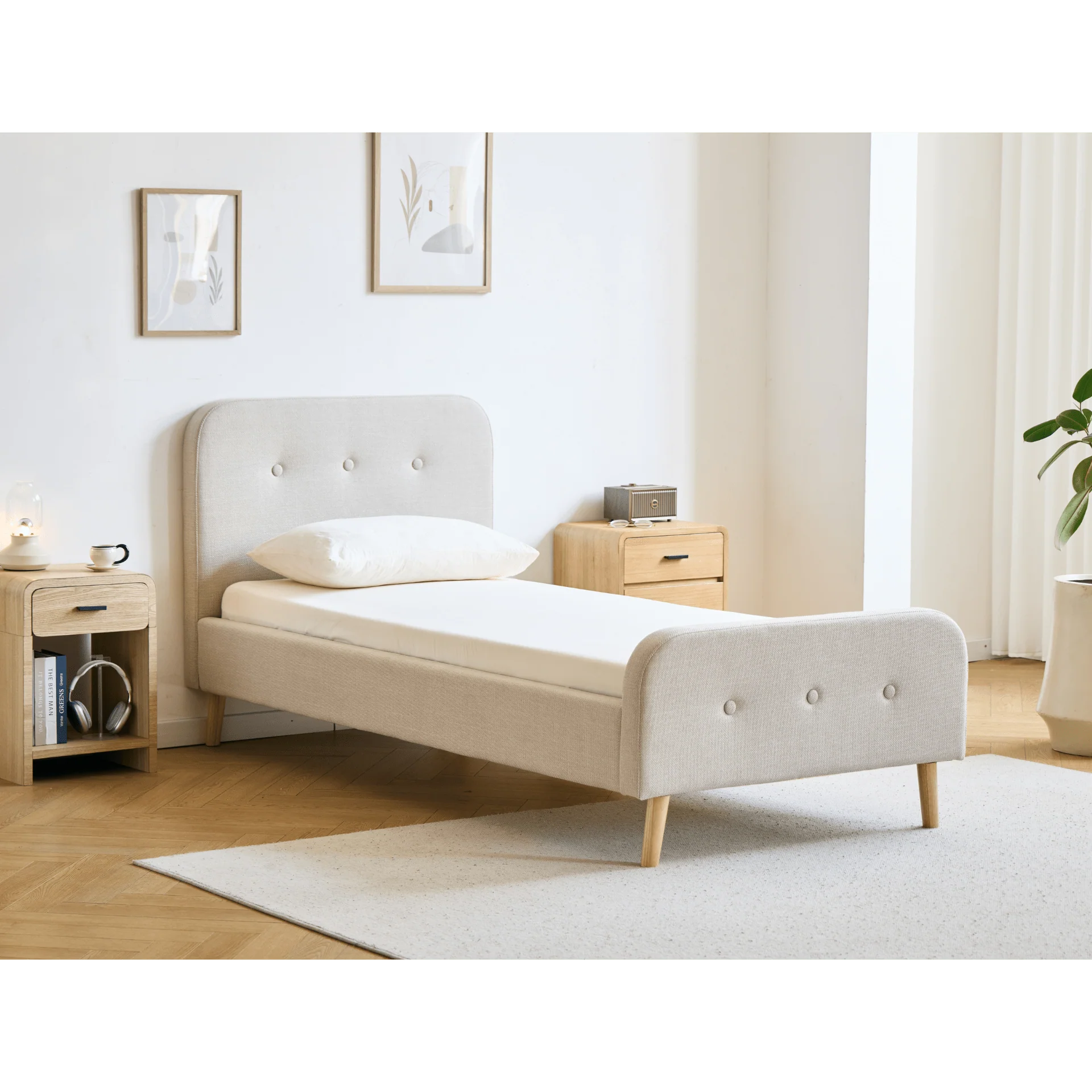 Cadre de lit Christian en beige 90x200 cm - Image 3
