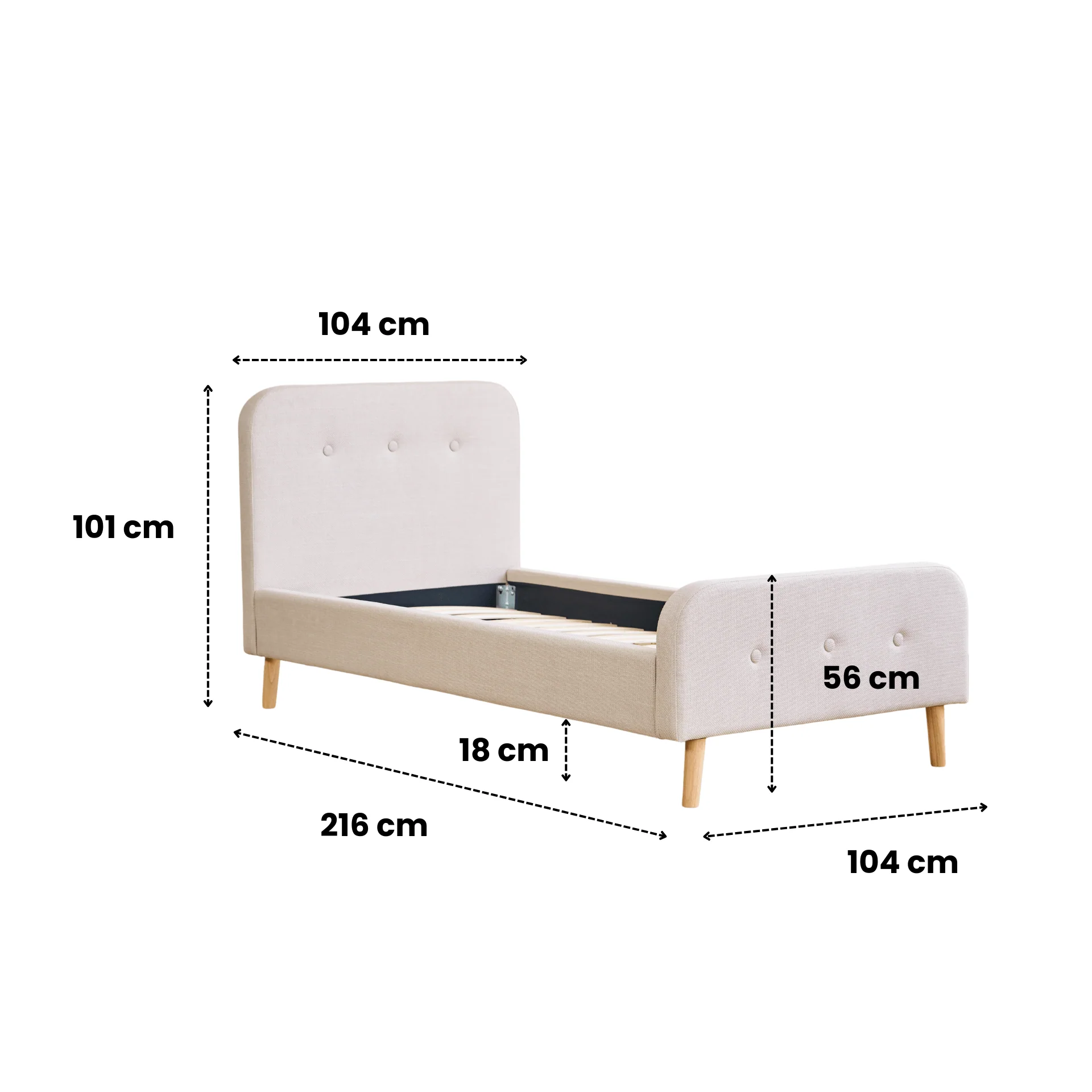 Cadre de lit Christian en beige 90x200 cm - Image 6