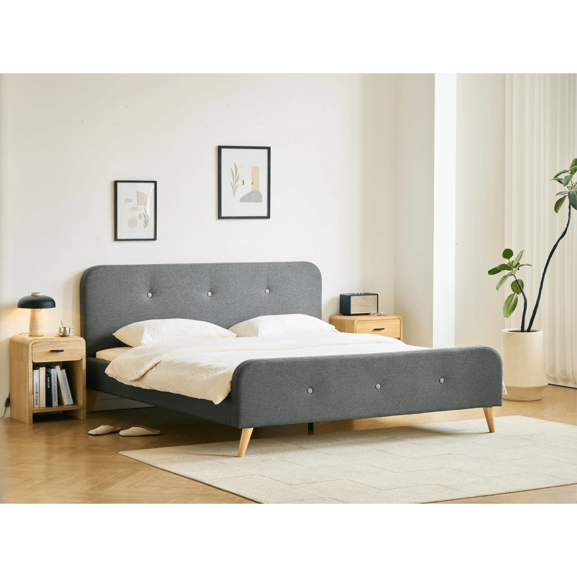 Cadre de lit Christian en gris 180x200 cm - Image 2