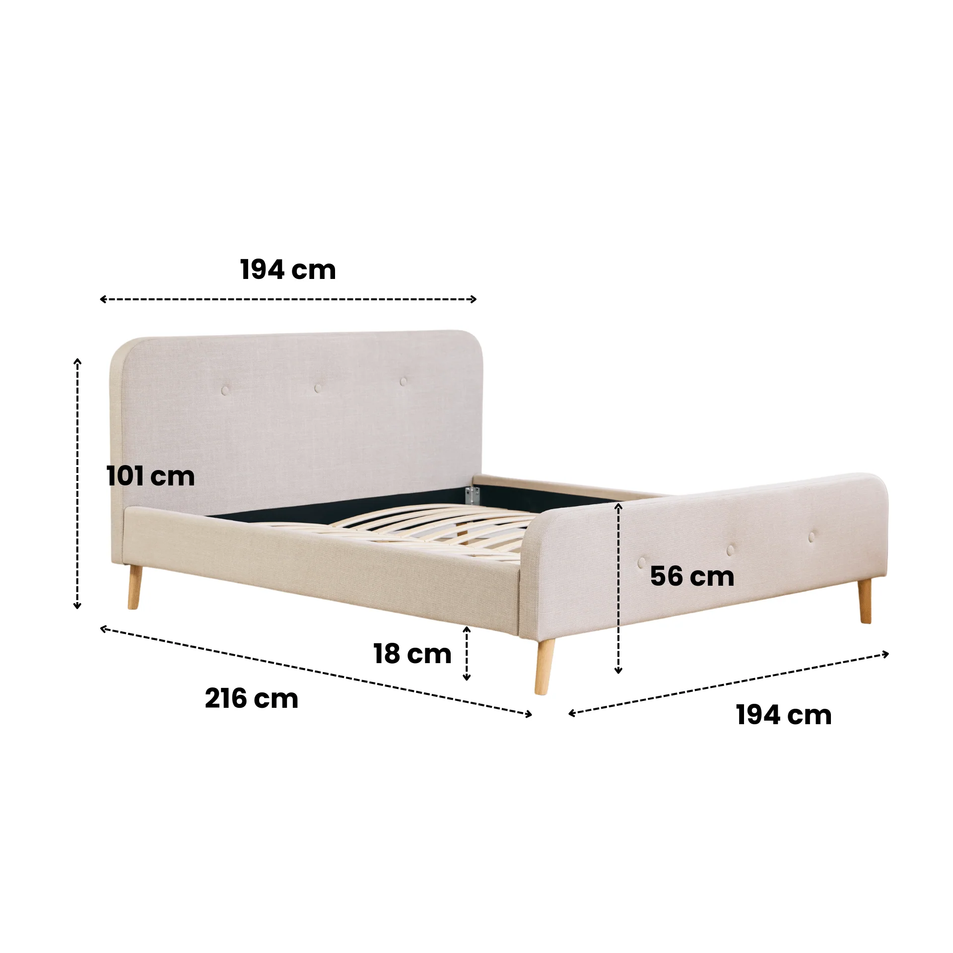 Cadre de lit Christian en gris 180x200 cm - Image 4