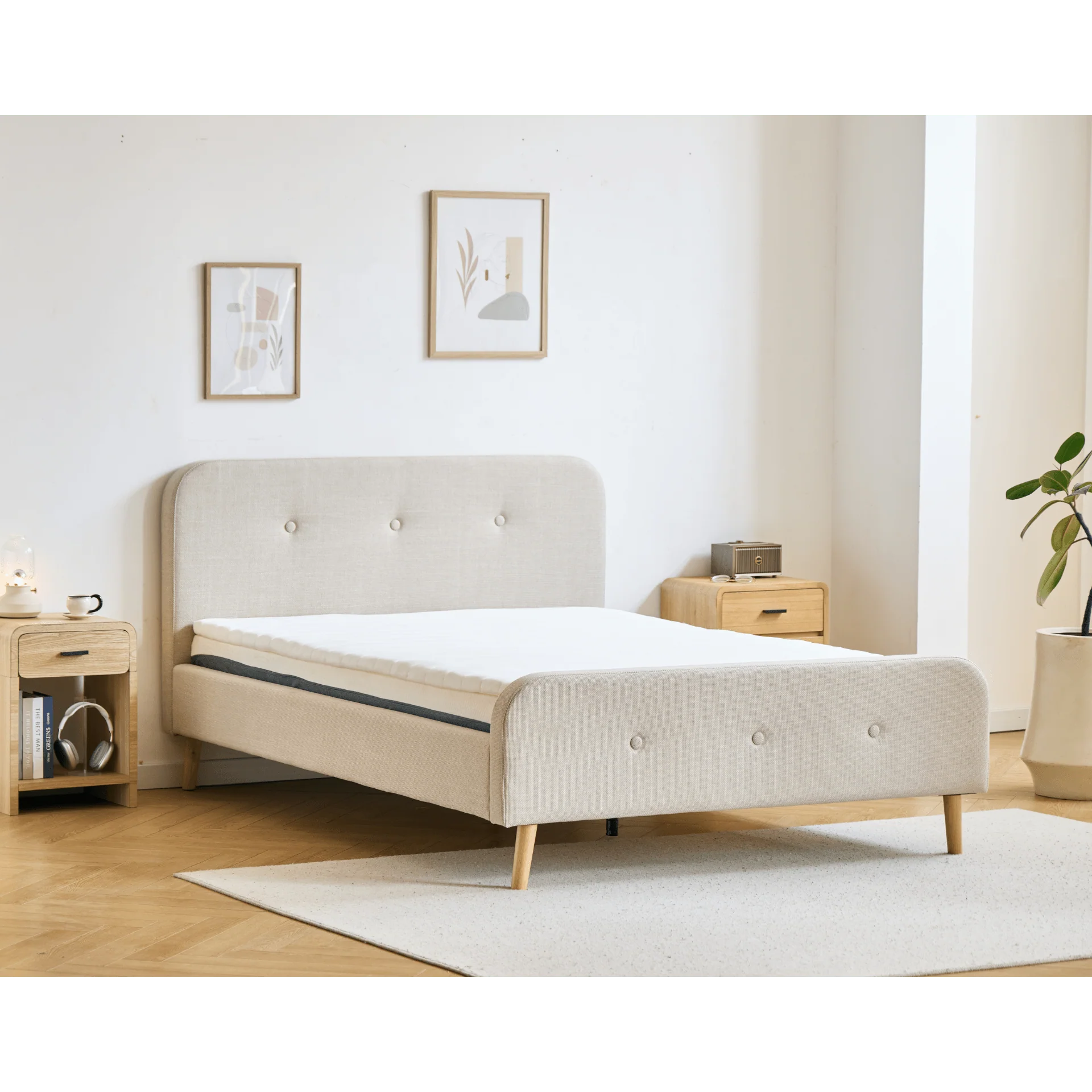 Lit Christian en beige 180x200 cm incl. lattes de lit et matelas - Image 2