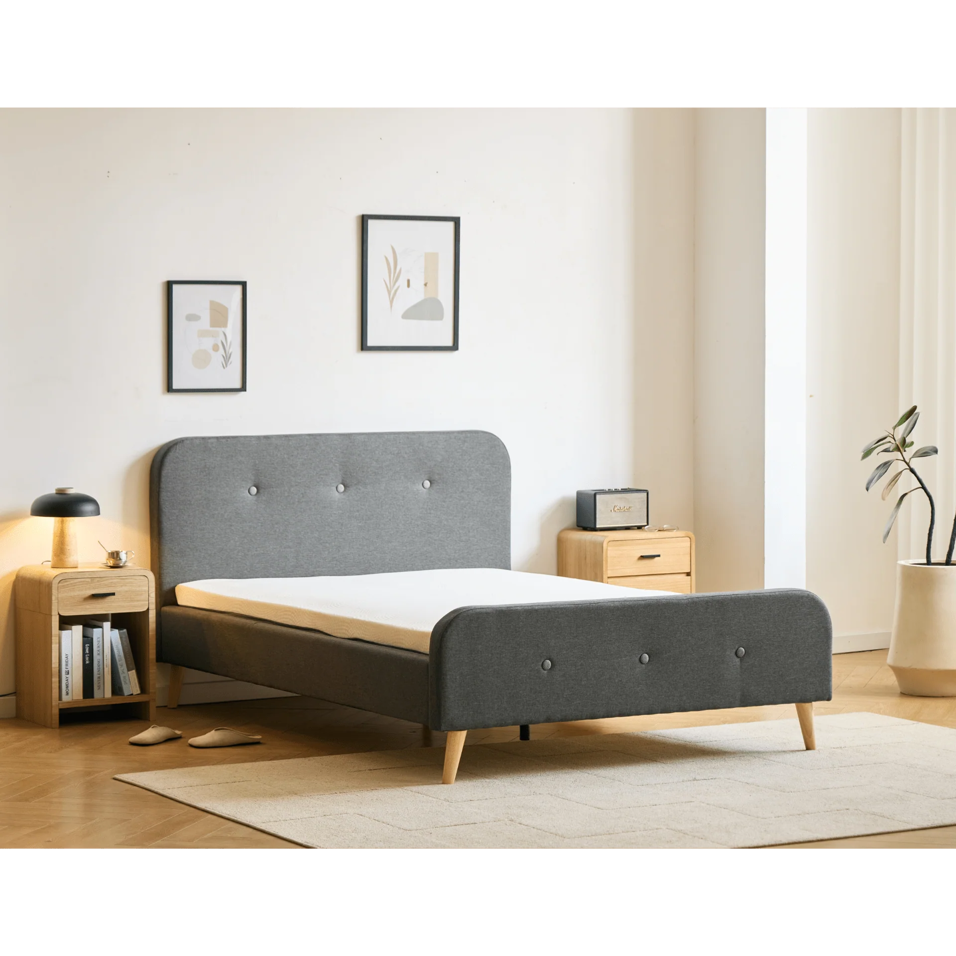 Lit Christian en gris 90x200 cm incl. lattes de lit et matelas - Image 2