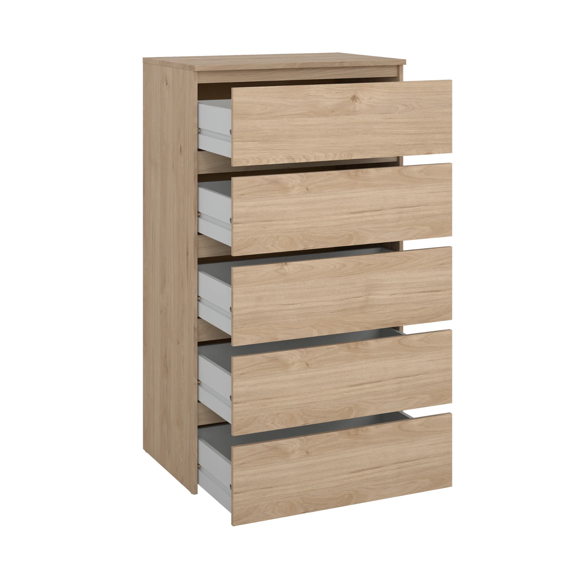 Maise commode H:114 x L:65 x P:41 cm avec 5 tiroirs en aspect chêne - Image 4