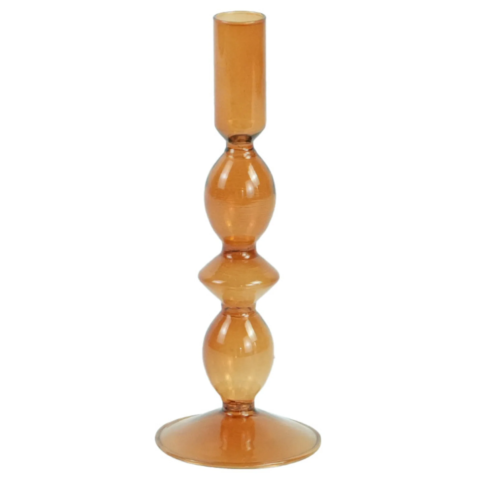 Cora porte-bougie en verre ambre 20 cm - Image 3