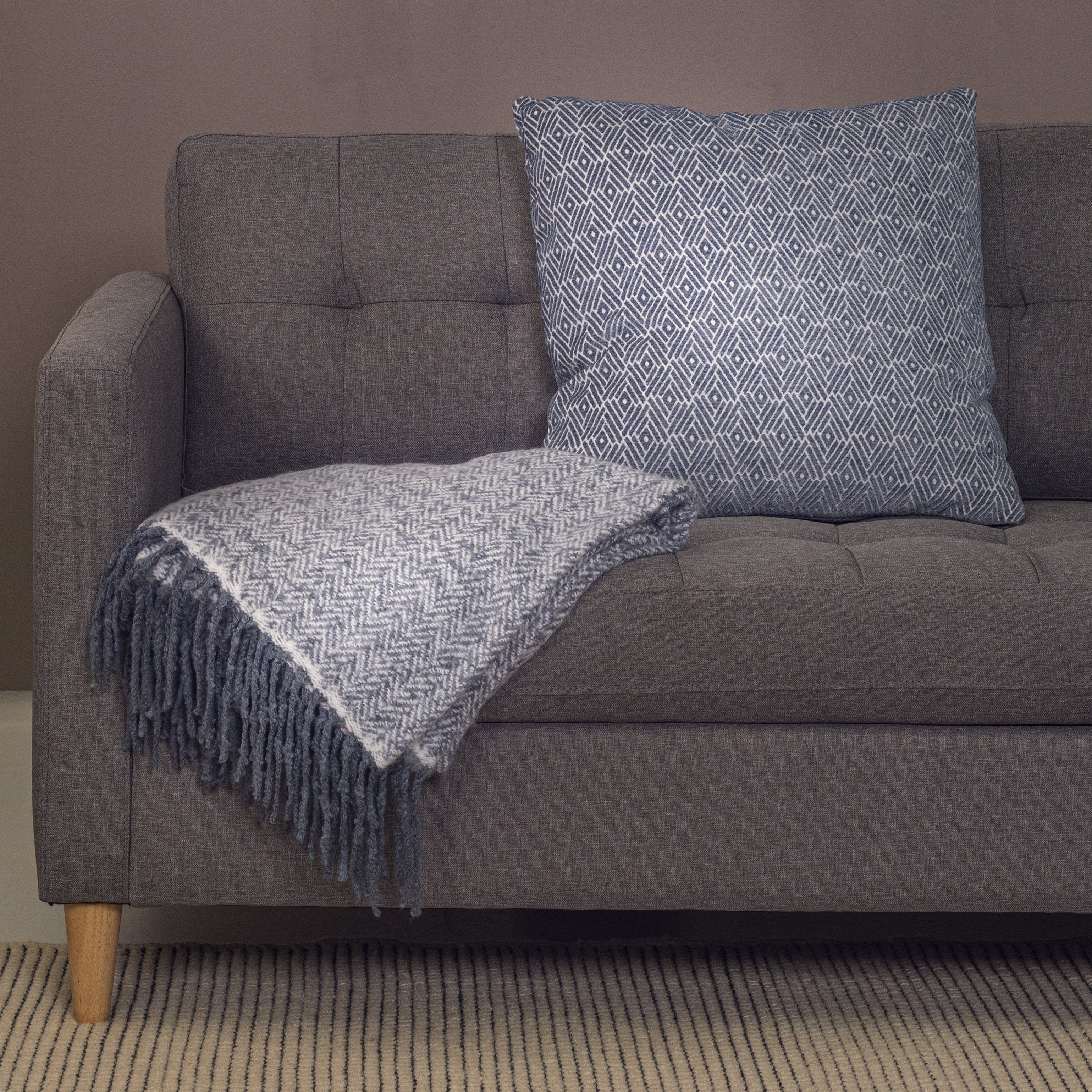 Liv - Coussin décoratif en lin - Bleu 50x50 cm - Image 2