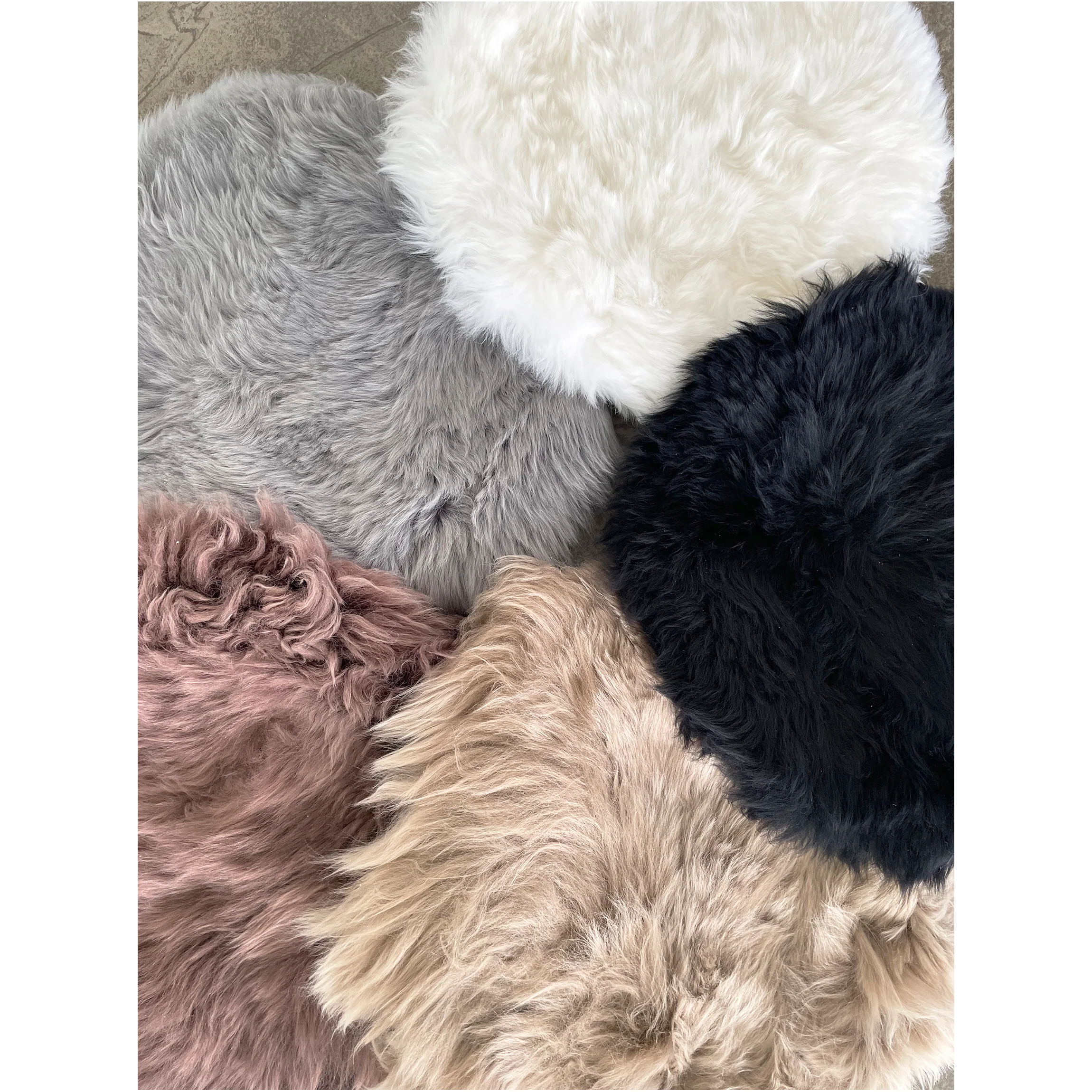Coussin en peau de mouton véritable - Gris Ø40 cm - Image 3