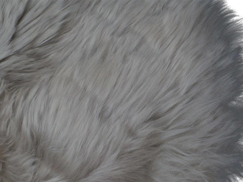 Coussin en peau de mouton véritable - Gris Ø40 cm - Image 5