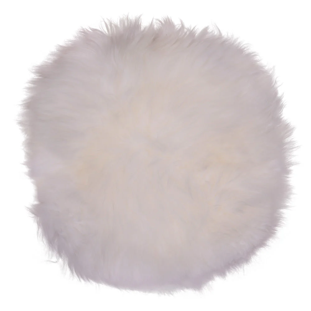 Coussin en véritable peau d’agneau - Blanc Ø35 cm