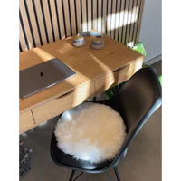 Coussin en véritable peau d’agneau - Blanc Ø35 cm - Image 3