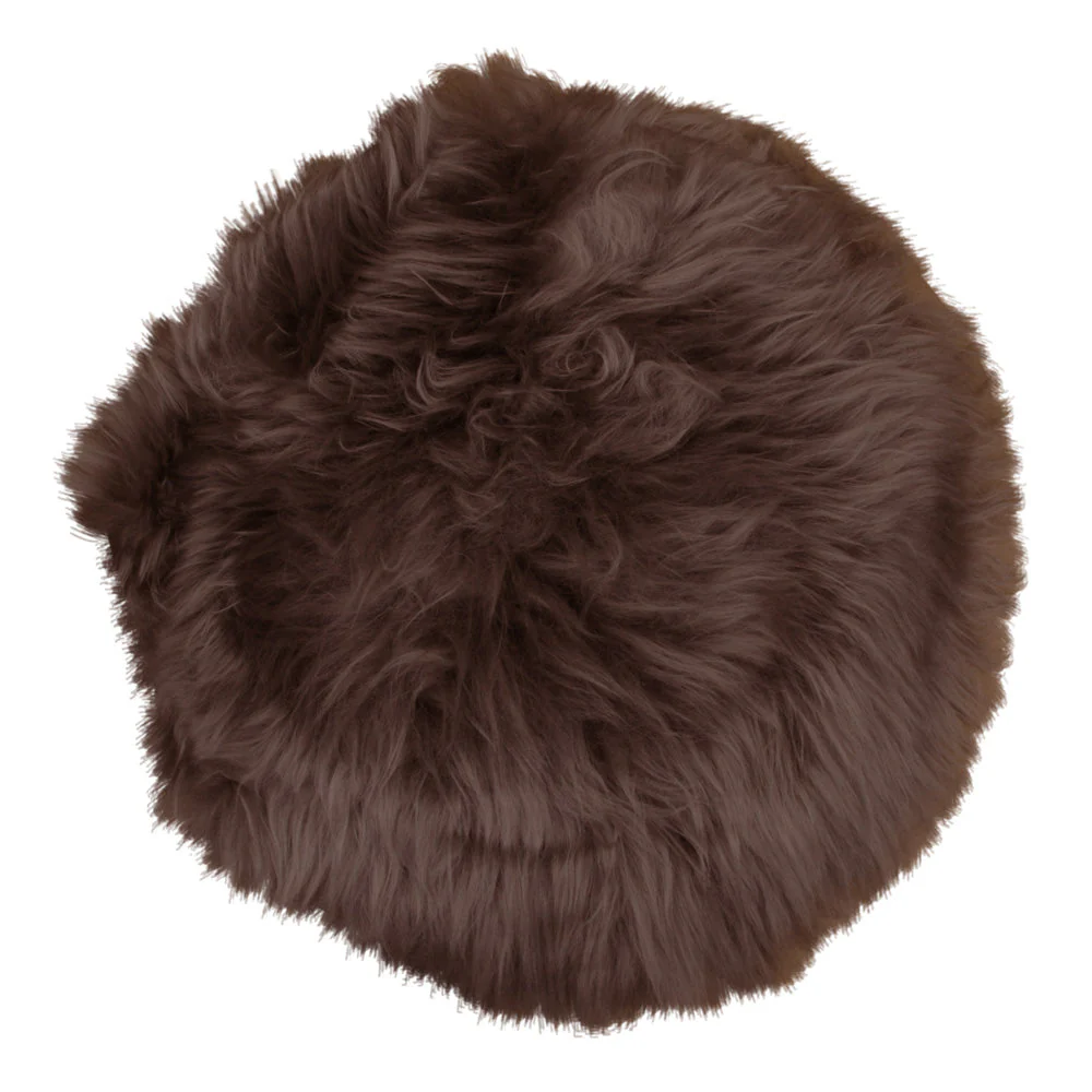 Coussin en véritable peau d’agneau - Marron Ø35 cm