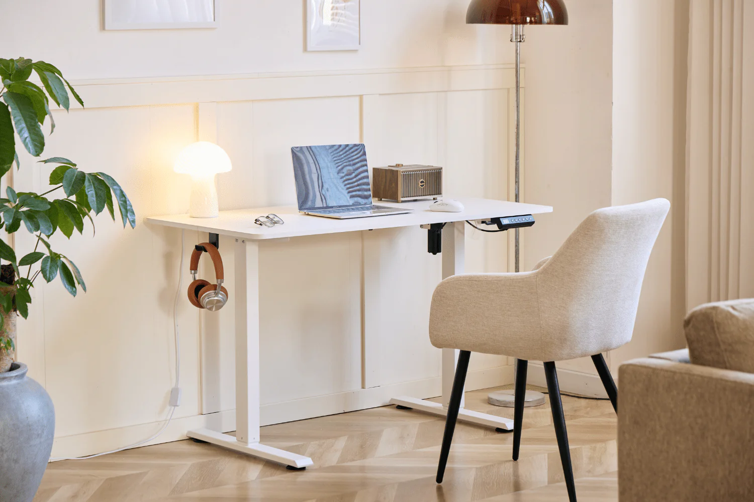 Damian bureau réglable en hauteur bureau 115x60 cm en blanc - Image 3