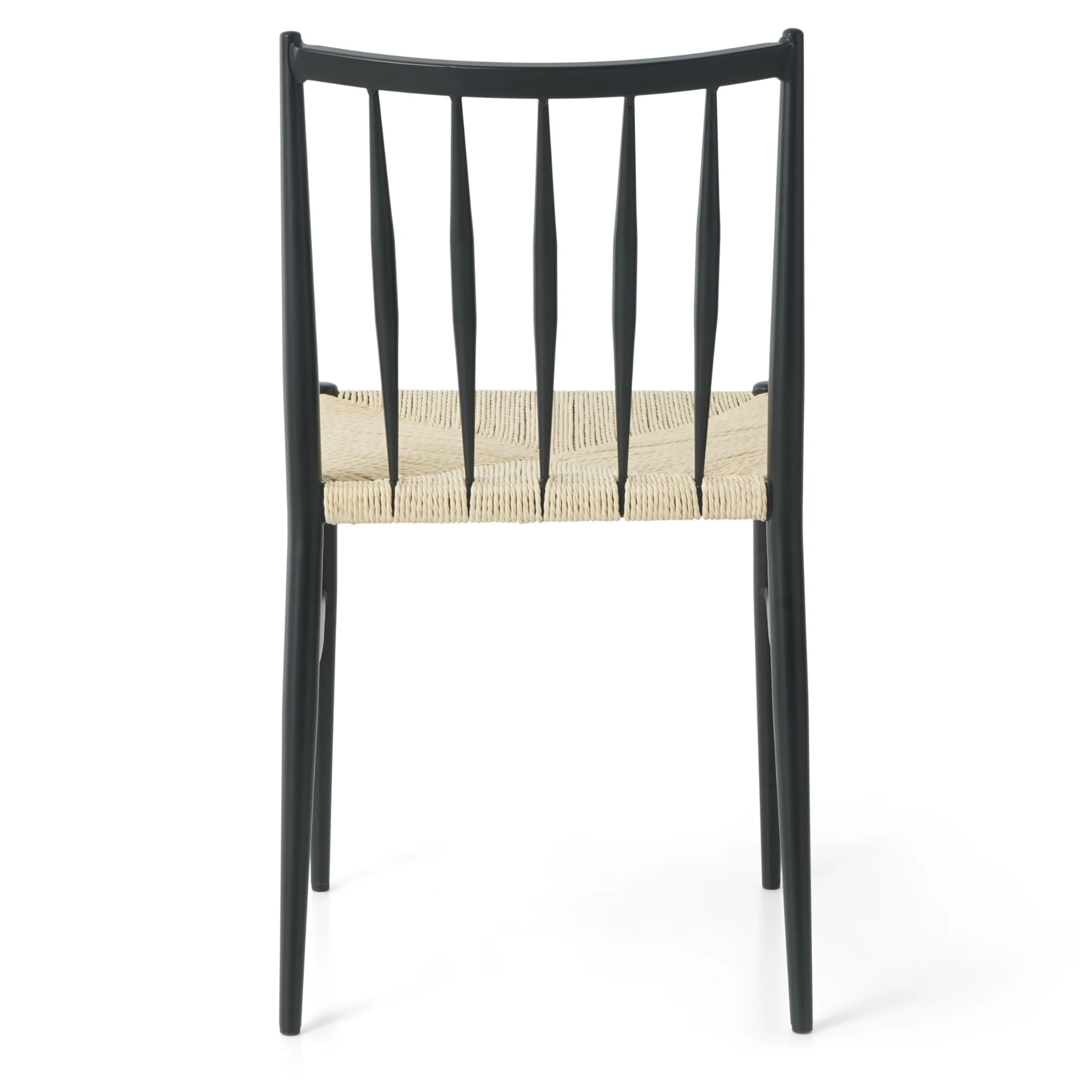 Elena - Chaise de salle à manger noire avec assise en rotin tressé - Image 5