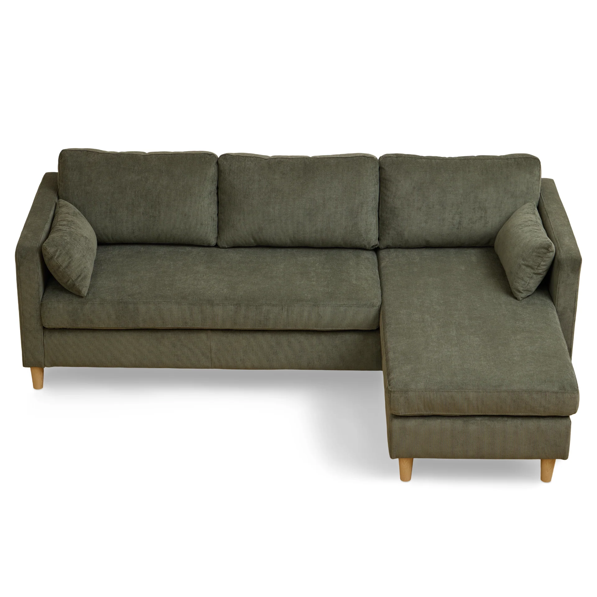 Ellis - Canapé avec méridienne réversible droite ou gauche en velours vert - L : 215 x P : 82 x H : 78 cm - Image 8