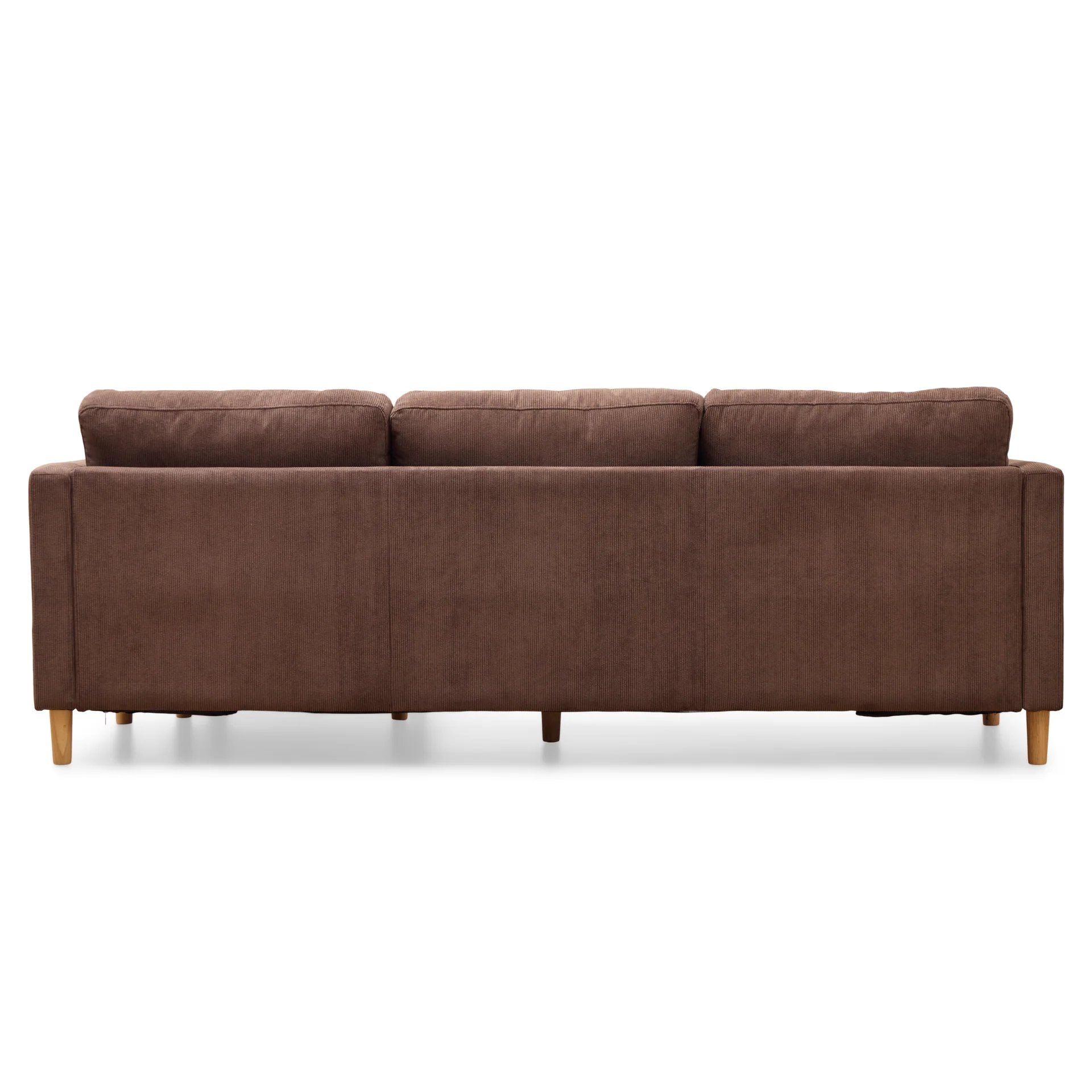 Ellis - canapé avec méridienne réversible gauche et droite en velours brun - L : 215 x P : 82 x H : 78 cm - Image 10