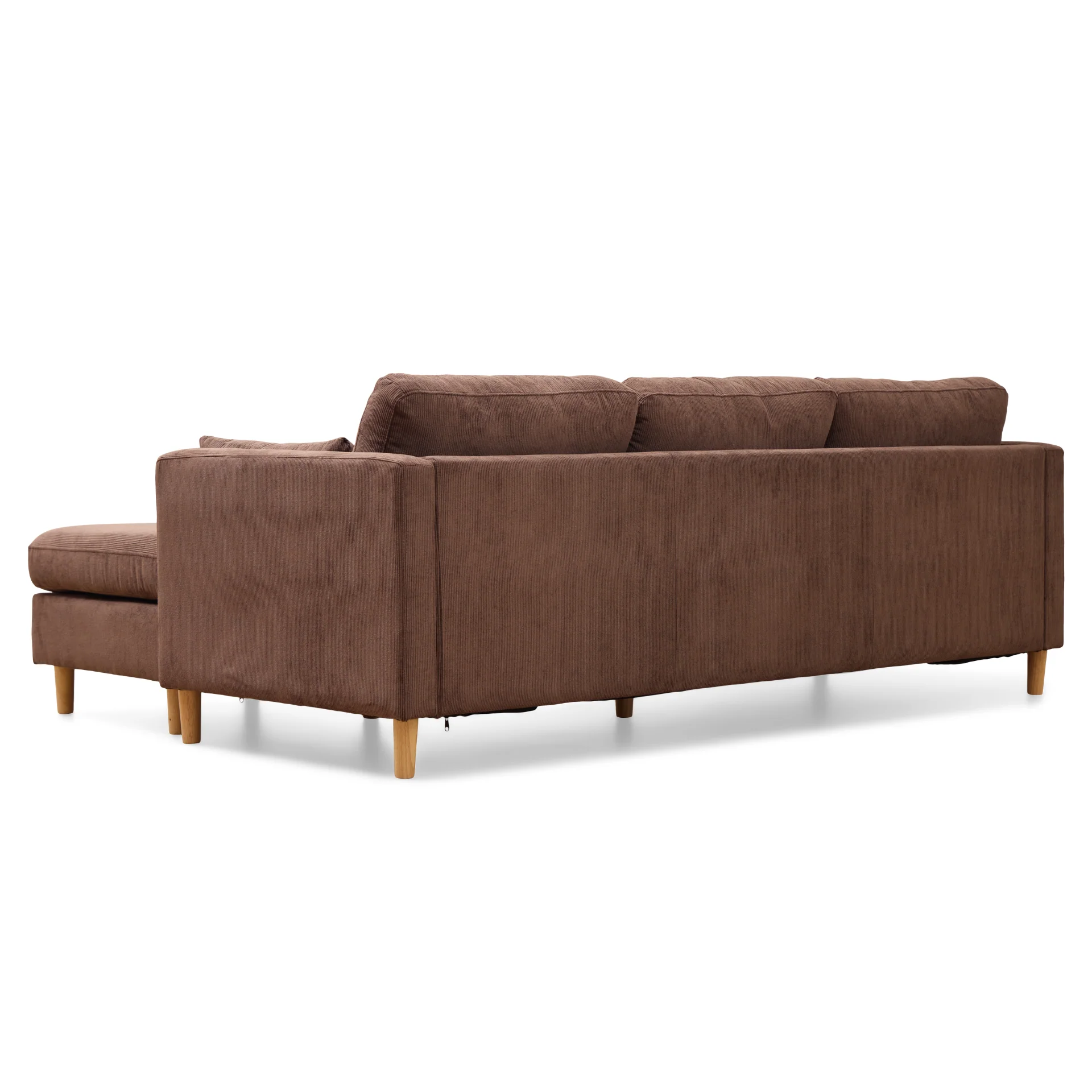 Ellis - canapé avec méridienne réversible gauche et droite en velours brun - L : 215 x P : 82 x H : 78 cm - Image 9
