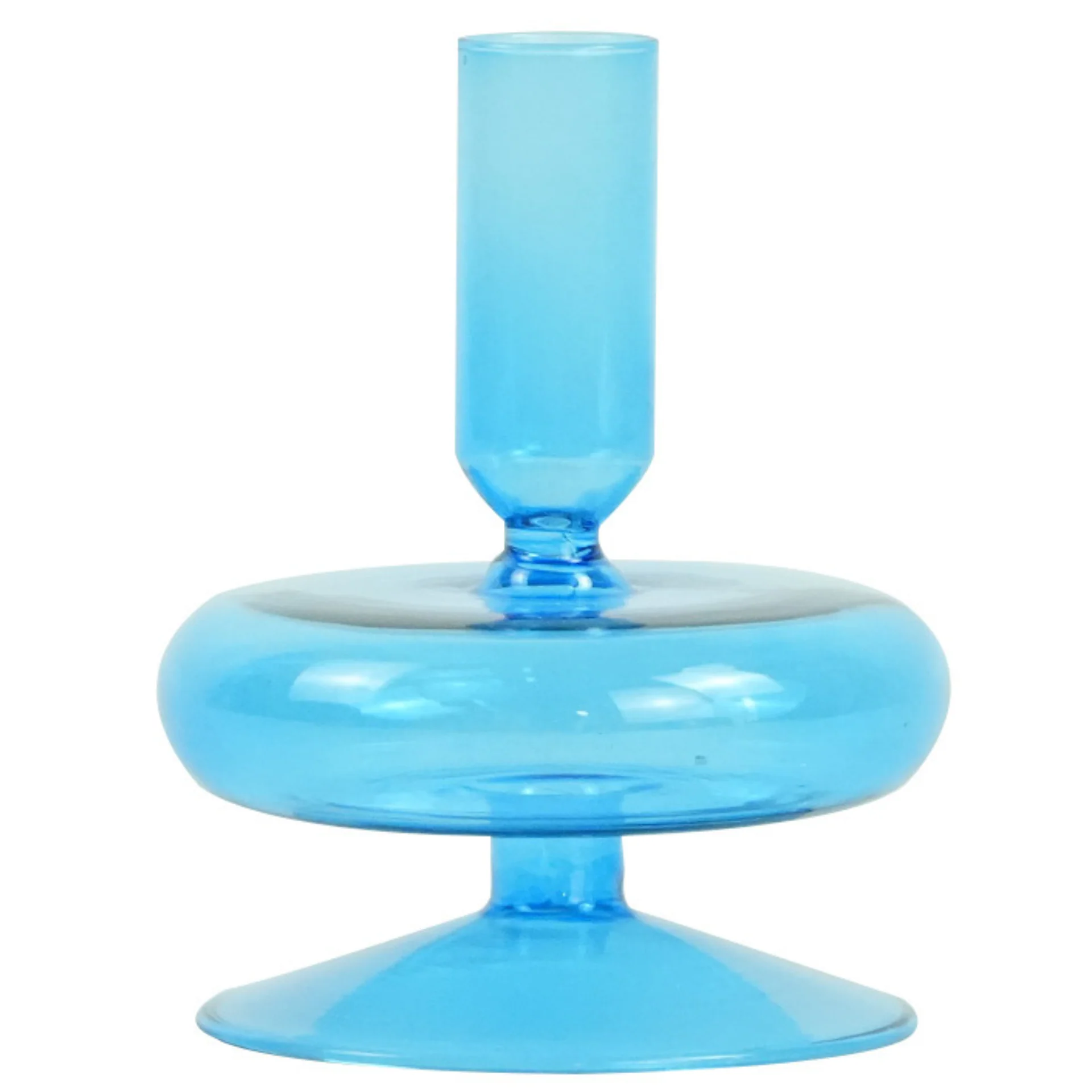 Elly bougeoir en verre bleu 12 cm